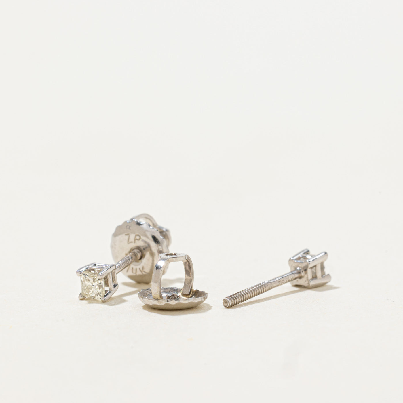 14k Princess Cut Diamond Stud Earrings | 0.08ctw