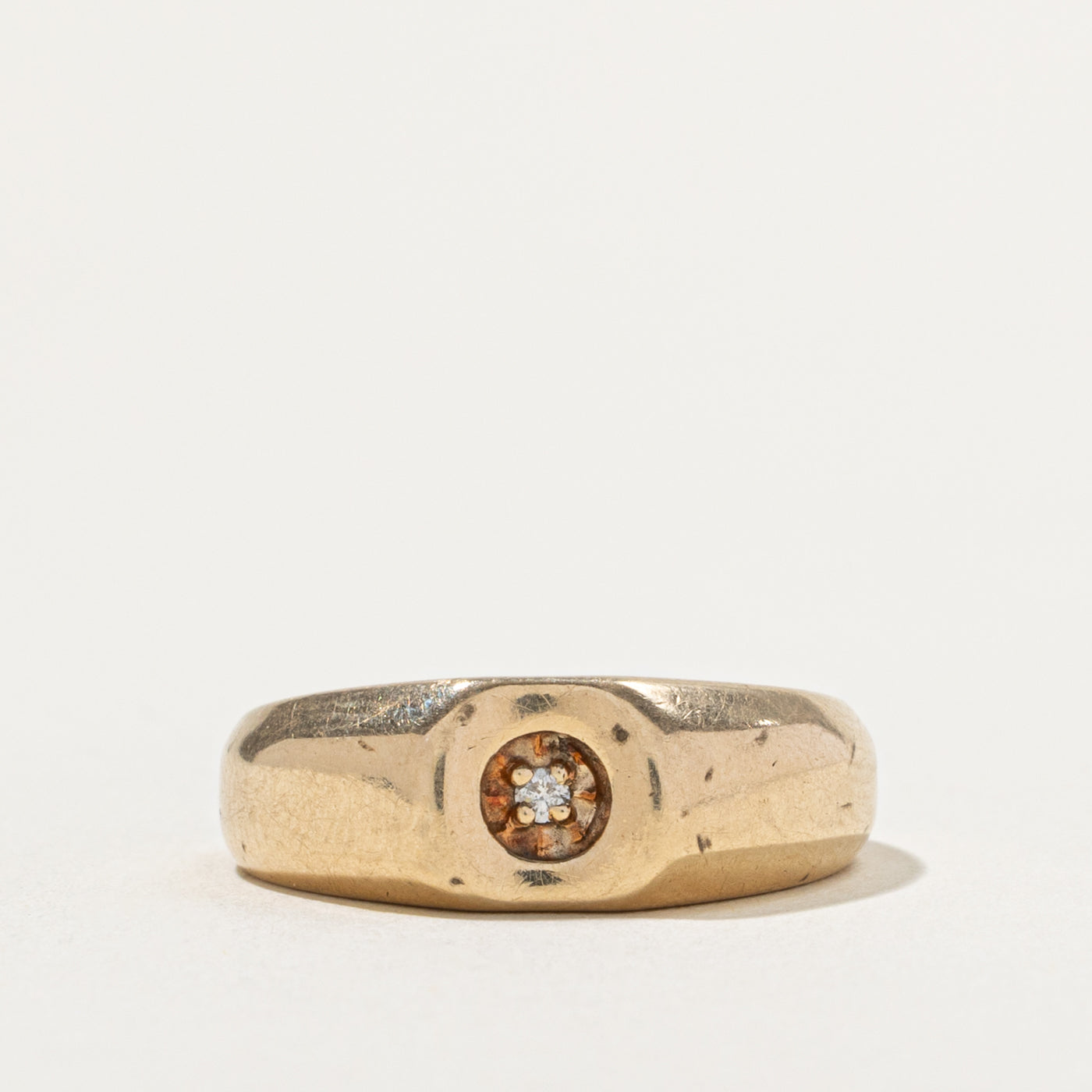 10k Inset Diamond Signet Ring | SZ 8.25