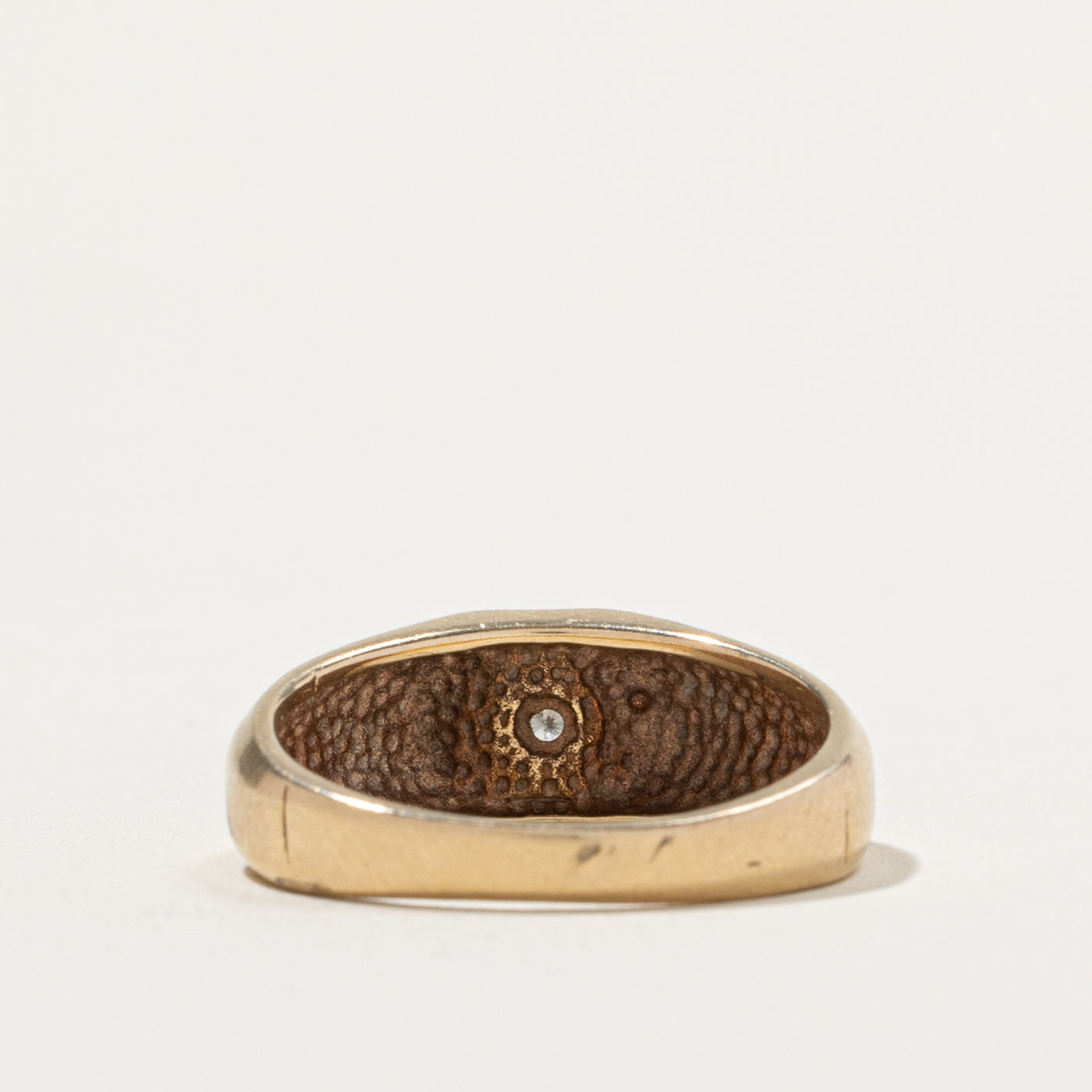 10k Inset Diamond Signet Ring | SZ 8.25