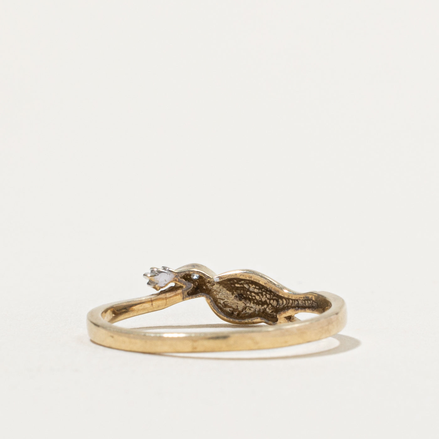 10k Diamond Accented Leaf Design Ring | SZ 7.5