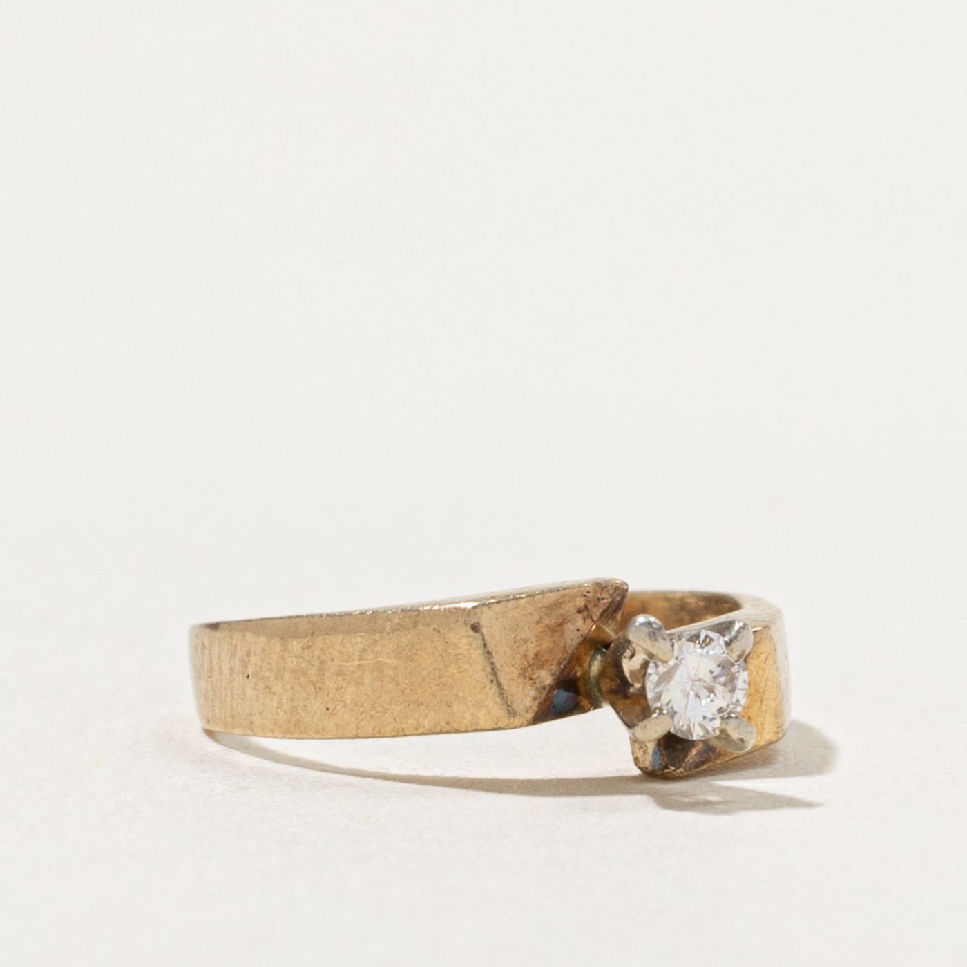 10k Solitaire High Set Diamond Bypass Ring | SZ 2
