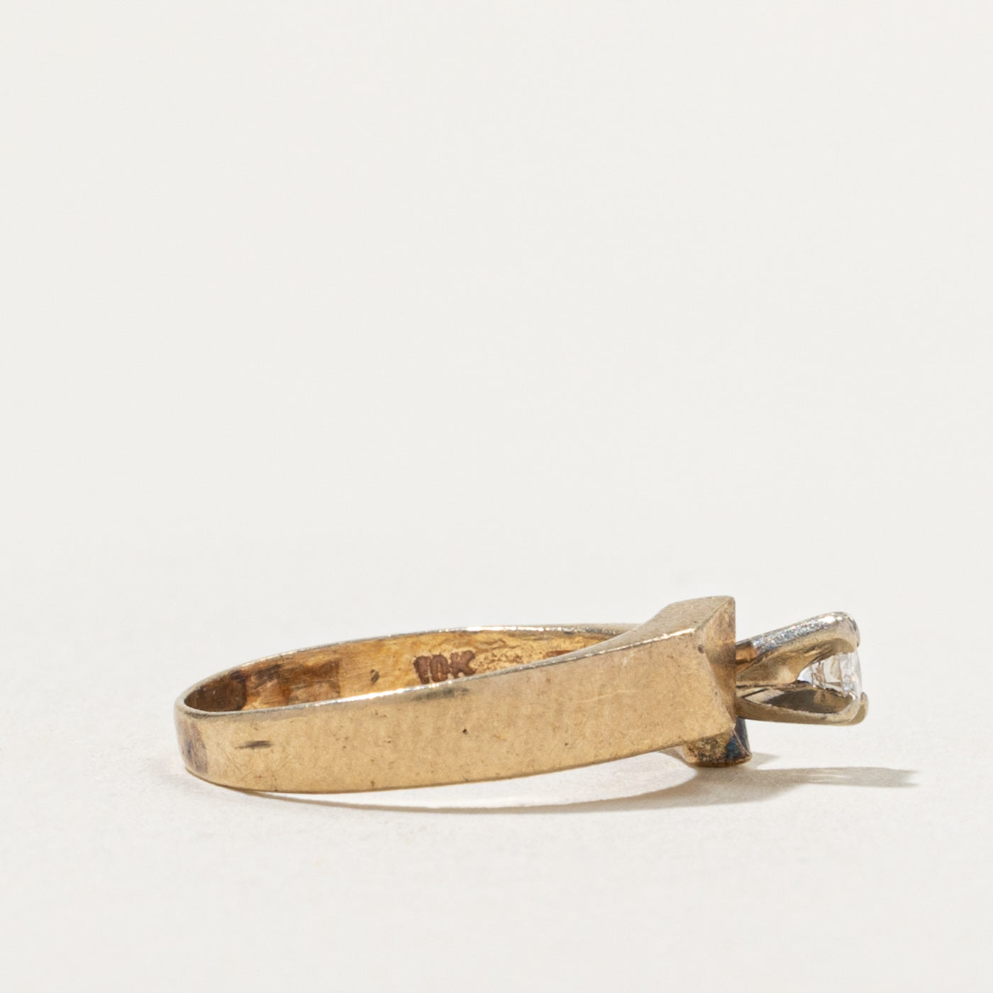 10k Solitaire High Set Diamond Bypass Ring | SZ 2