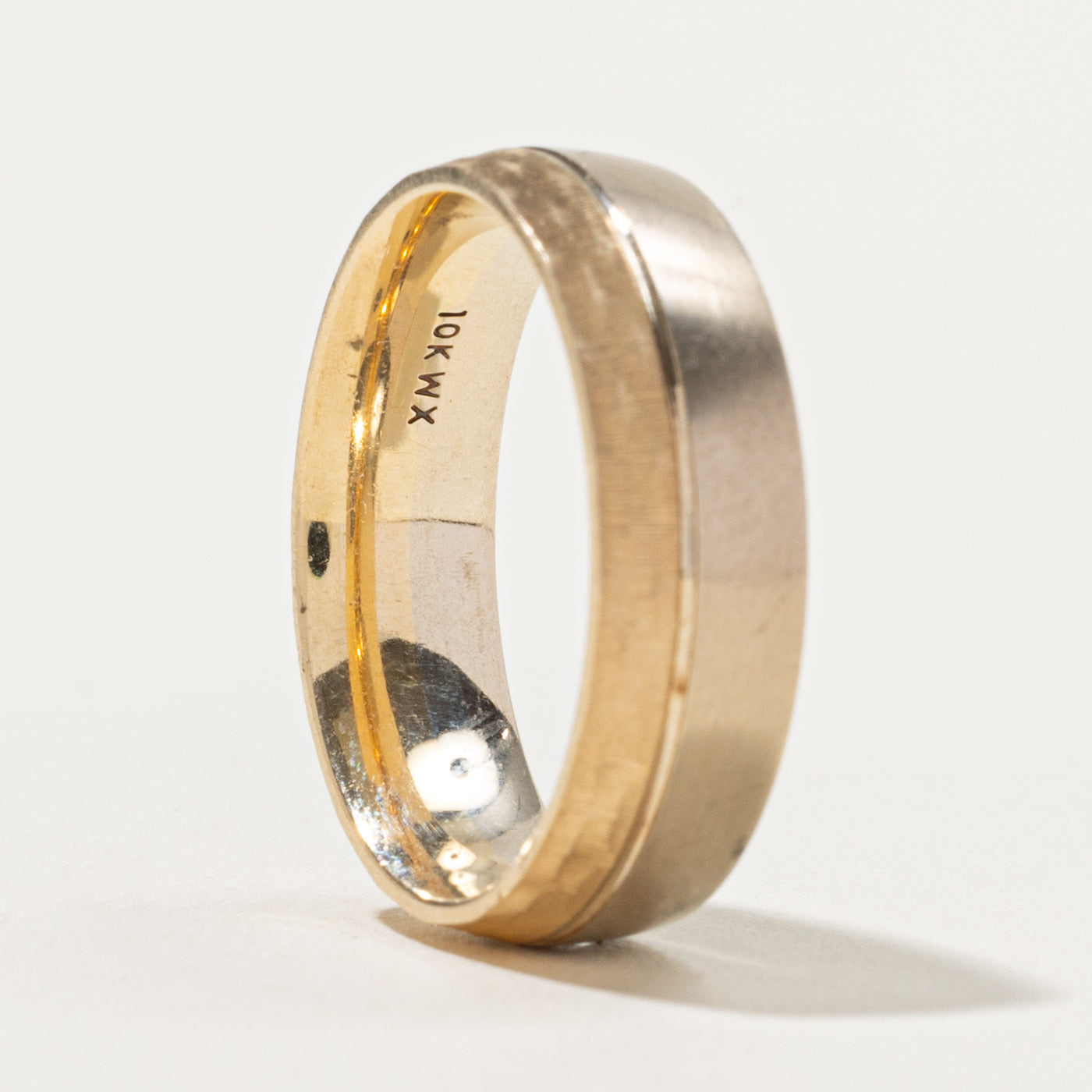 10k Two Tone Gold Flush Set Diamond Band | 6.75mm | SZ 10.25