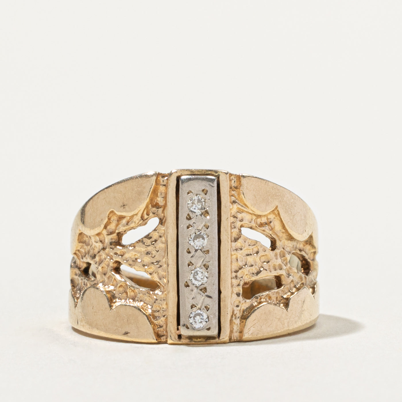 10k Diamond Column Nuggety Chunky Ring | SZ 7
