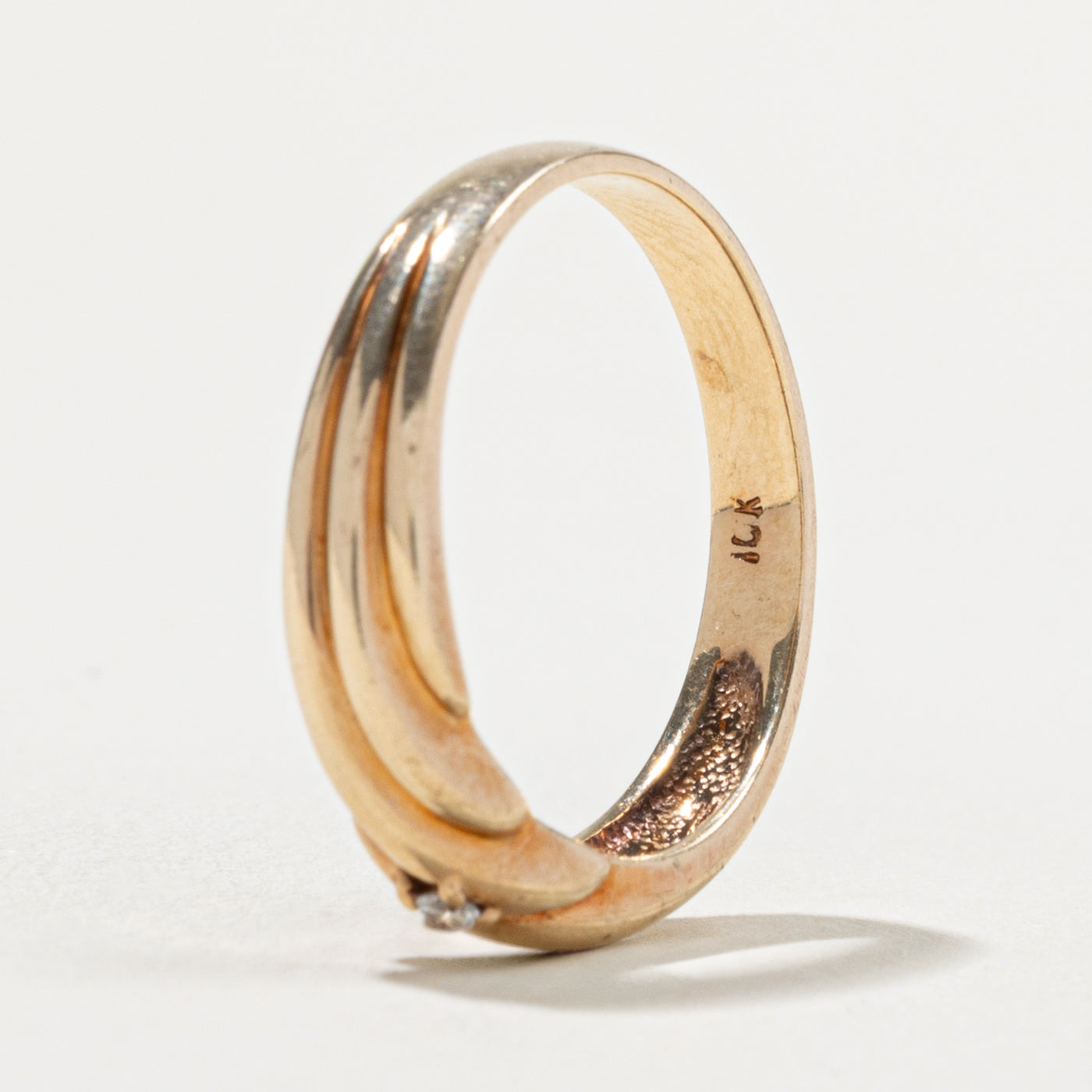 10k Diamond Diagonal Grooved Band | SZ 9.75
