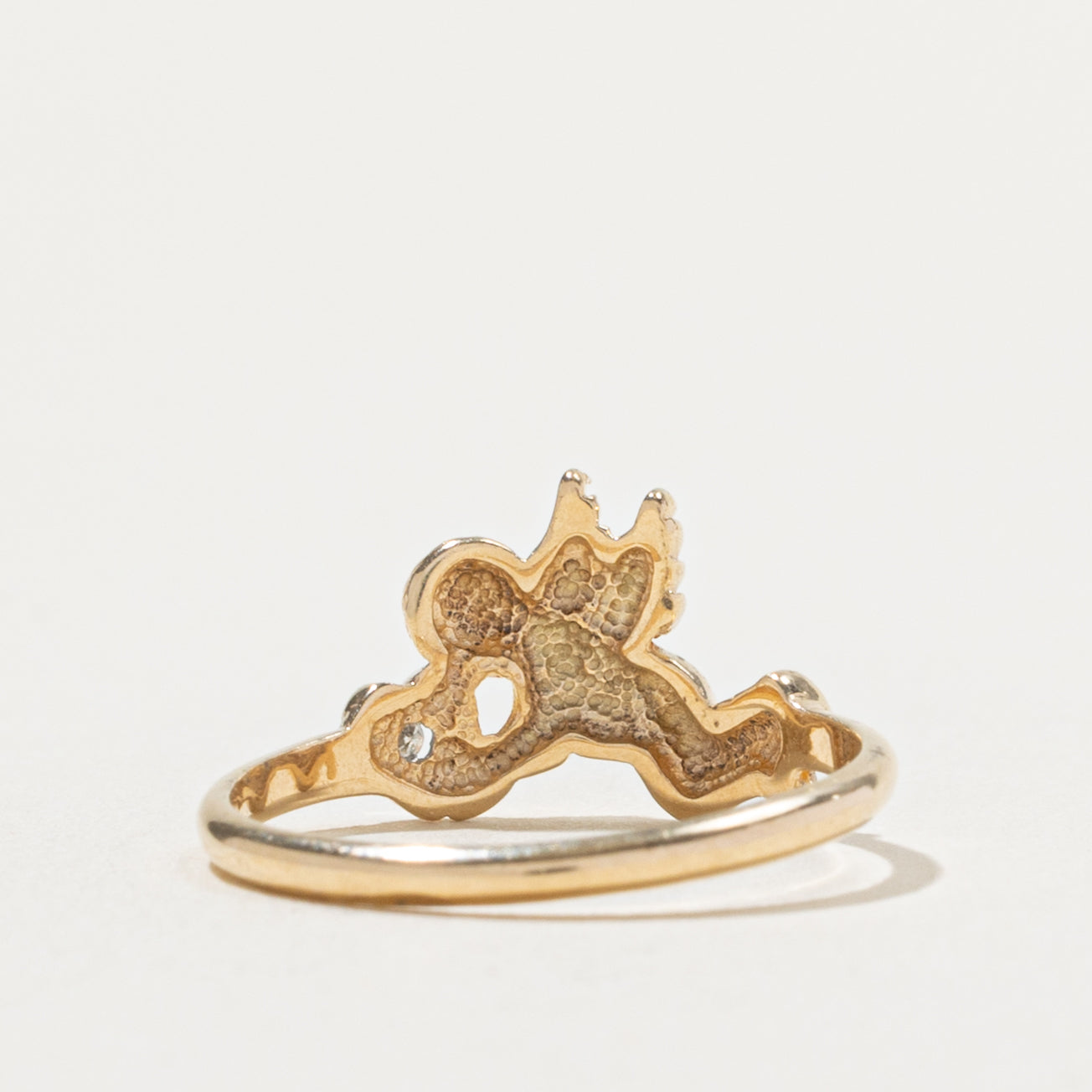 10k Diamond Heart Cherub Ring | SZ 6