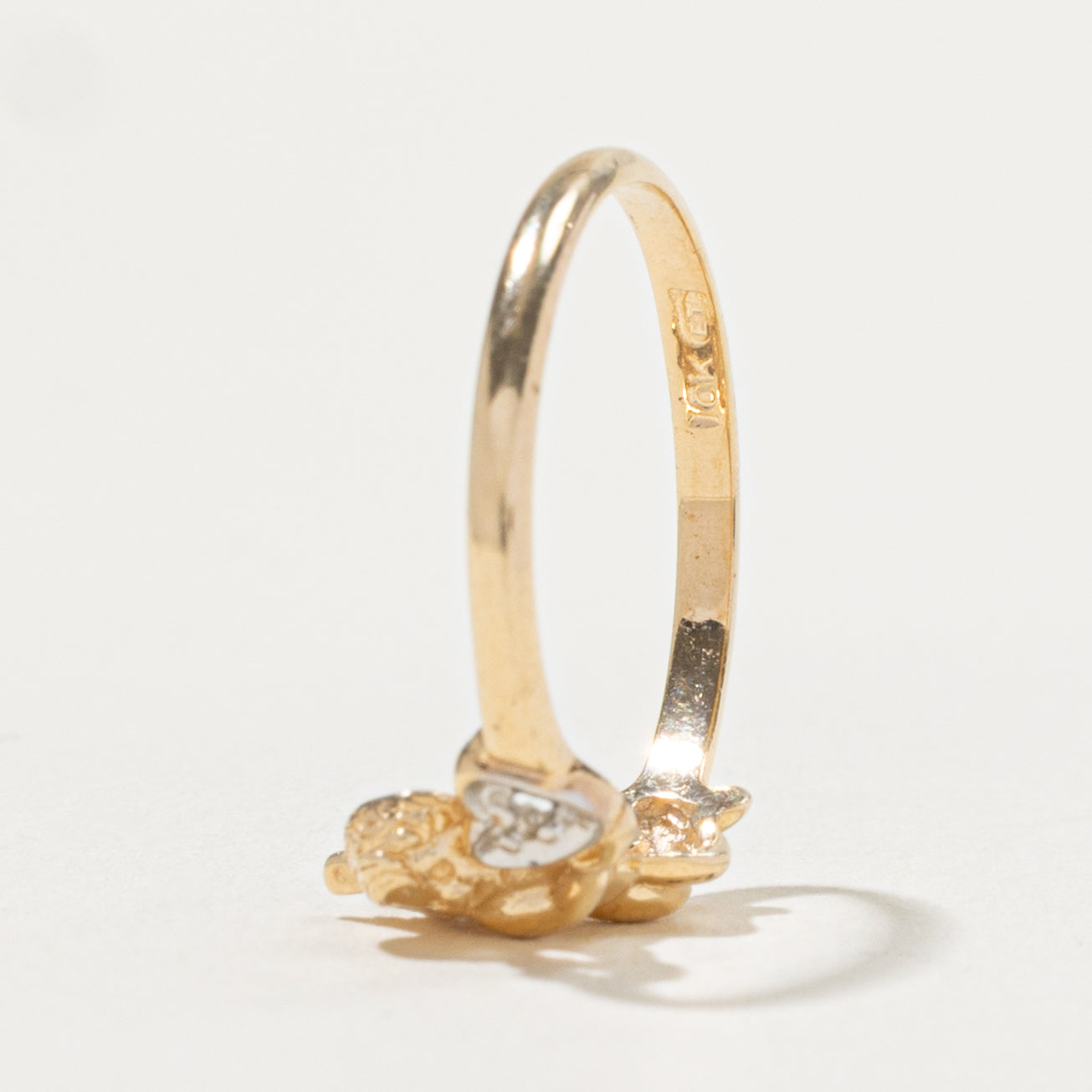 10k Diamond Heart Cherub Ring | SZ 6