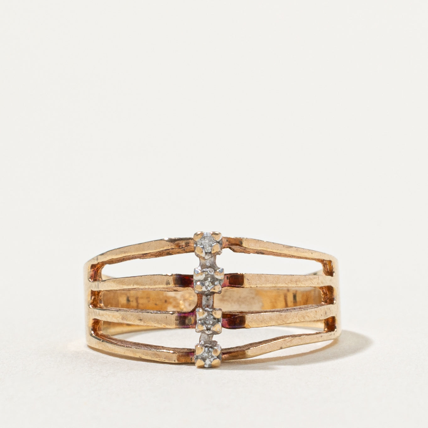 10k Diamond Column Geometric Ring | SZ 5.75