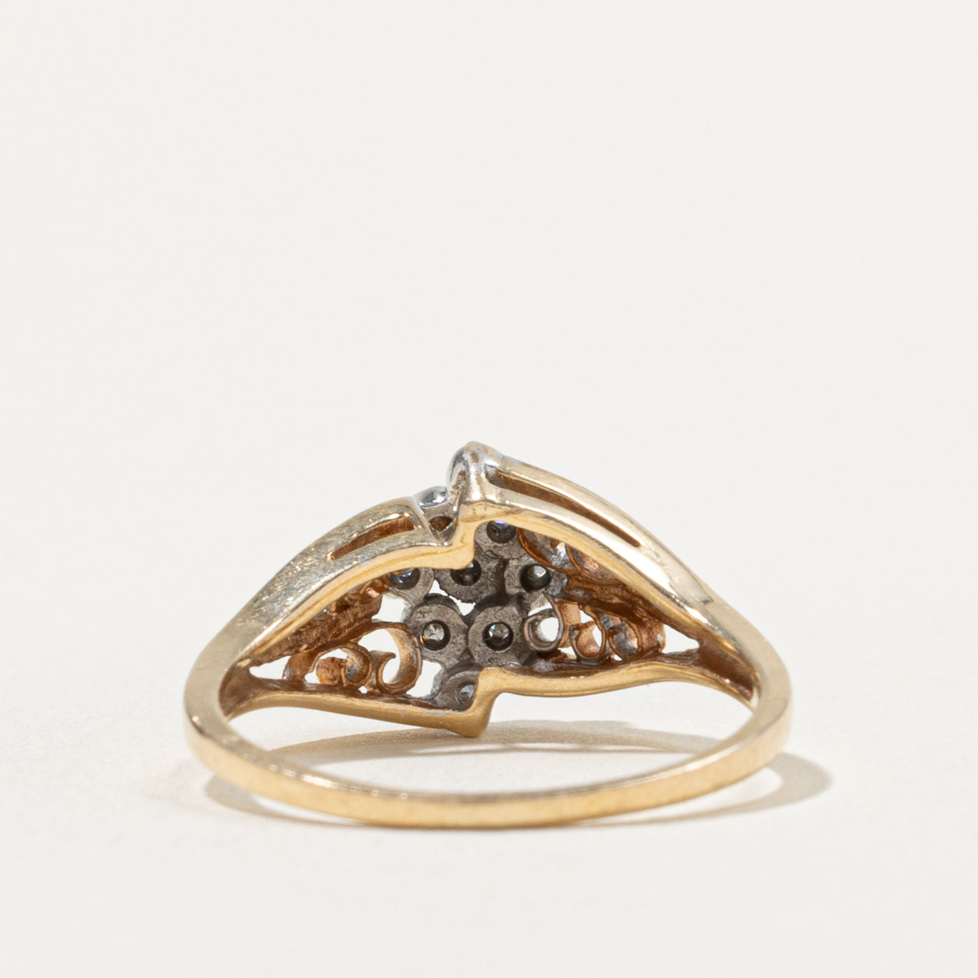 Diamond Floral Cluster Scrollwork Ring | SZ 7.25