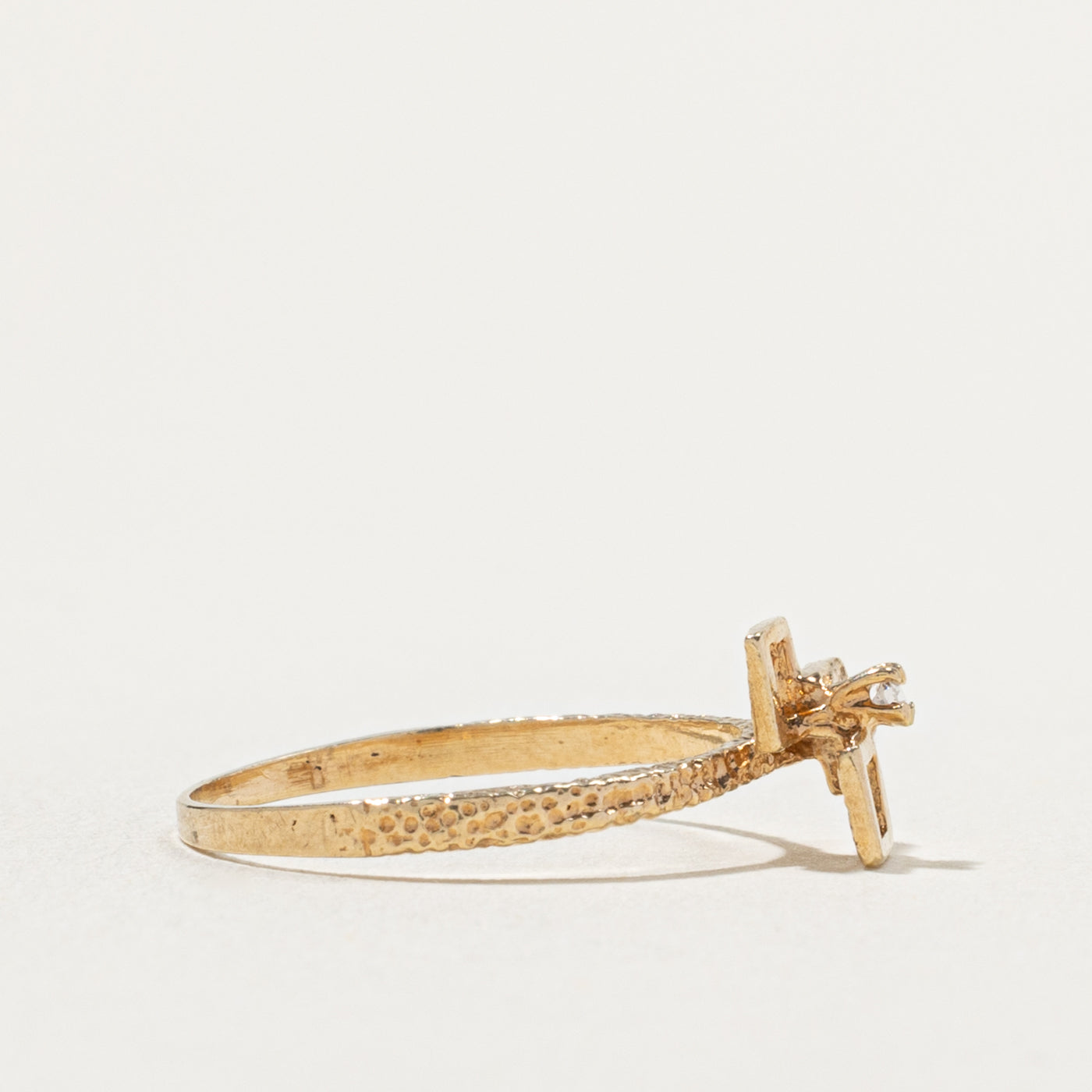 10k Diamond Textured Geometric Ring | SZ 4.75