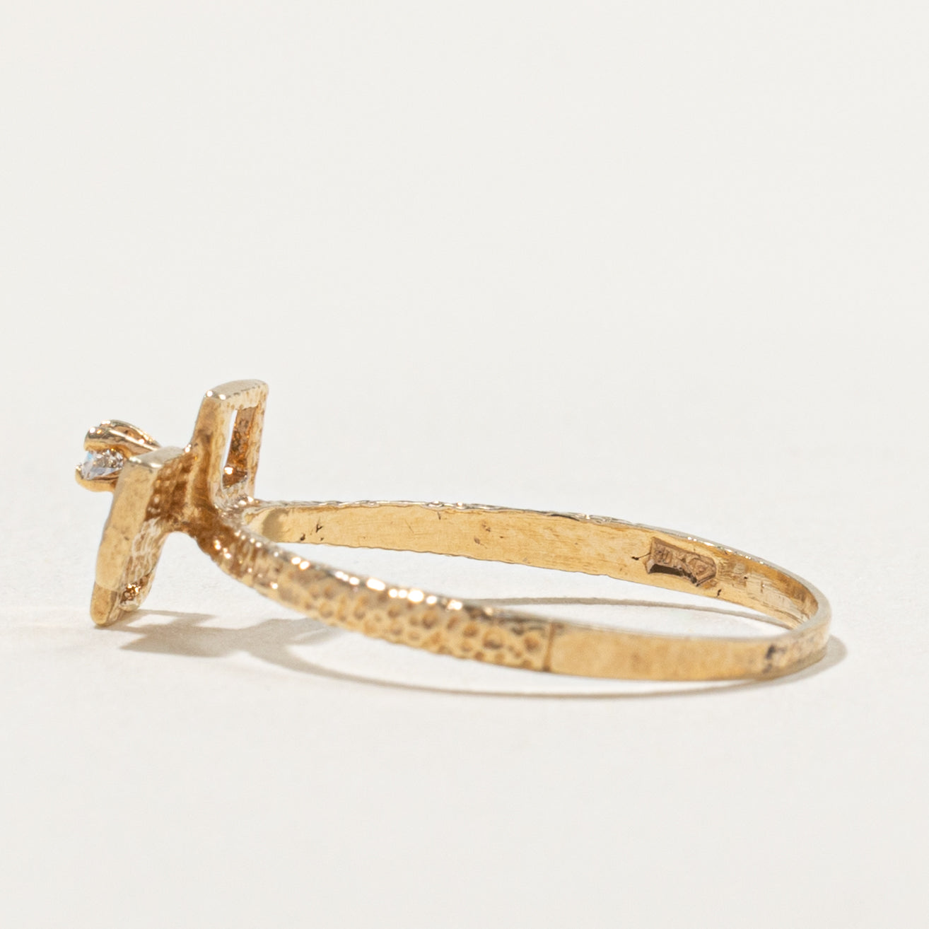 10k Diamond Textured Geometric Ring | SZ 4.75