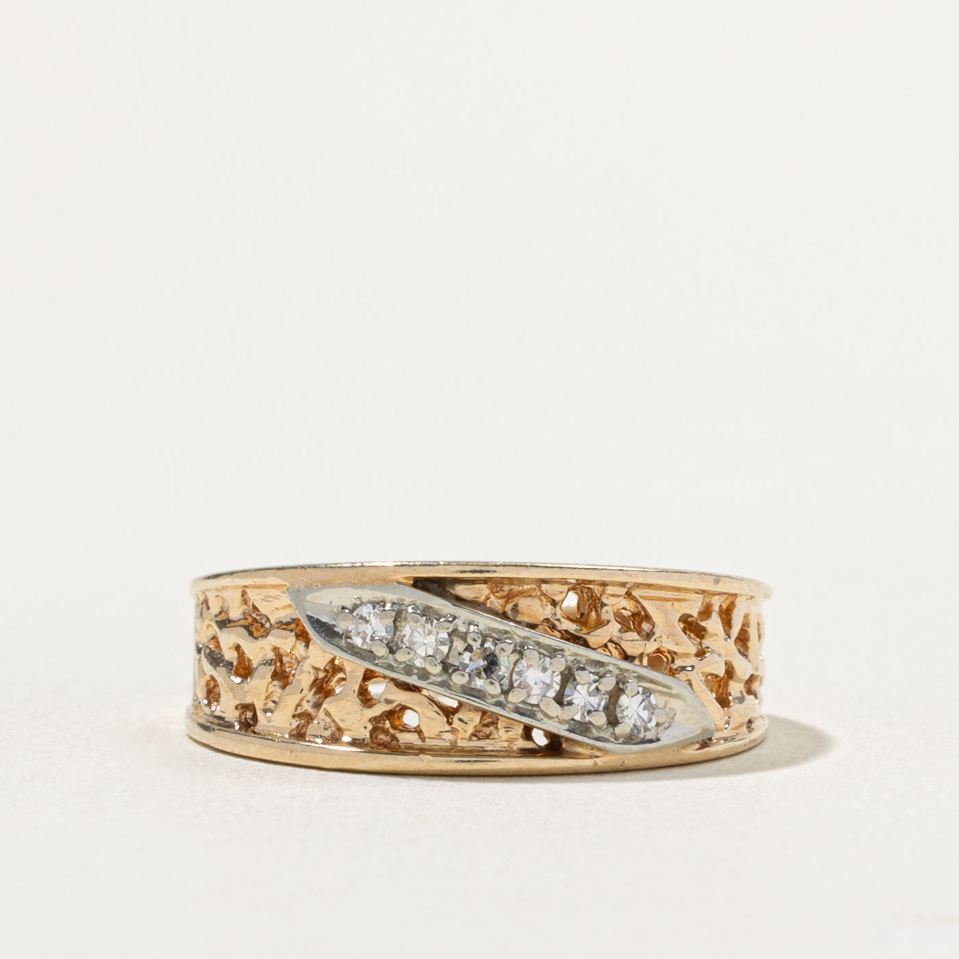 10k Diagonal Six Stone Diamond Openwork Band | SZ 7