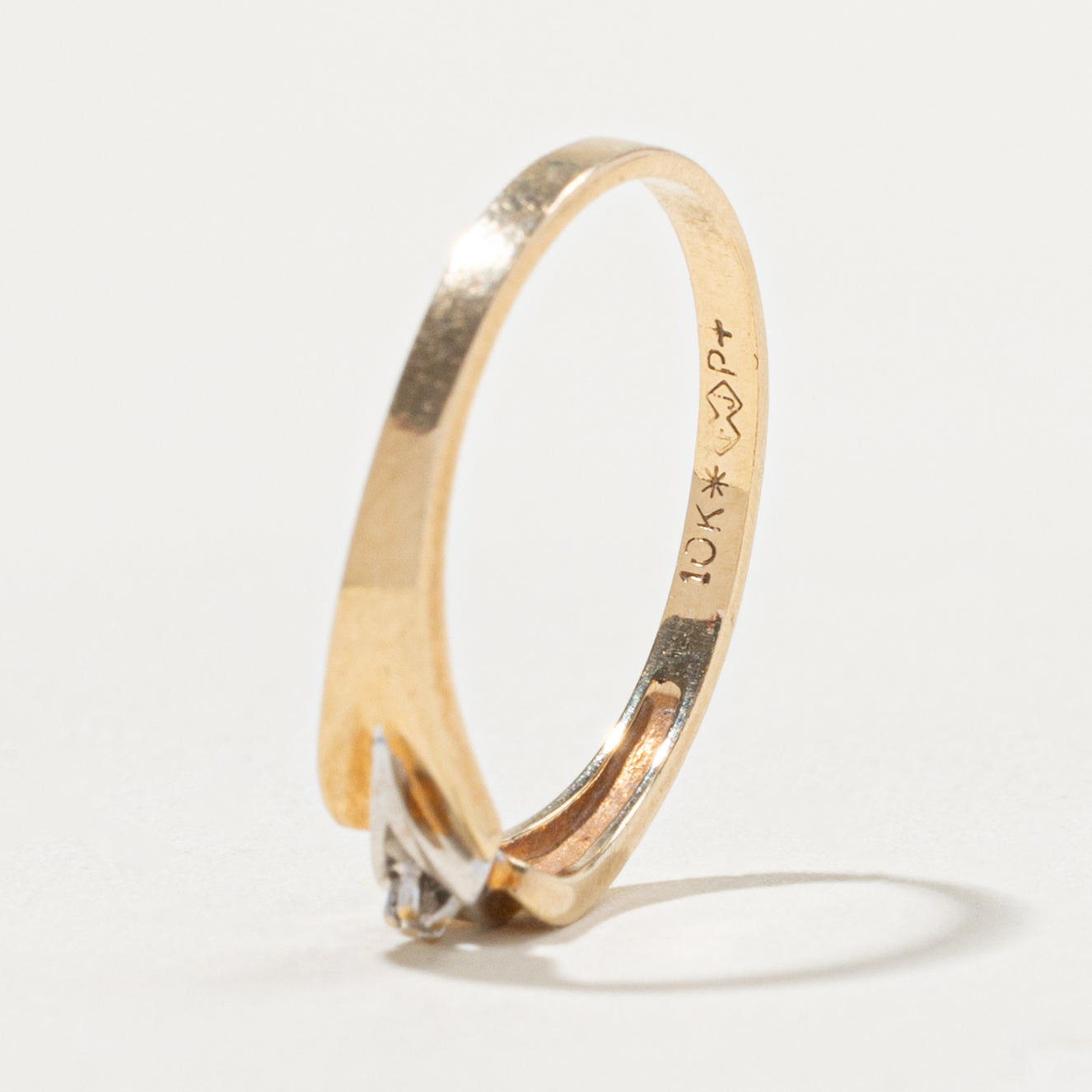10k Diamond Rhombus Geometric Ring | SZ 6