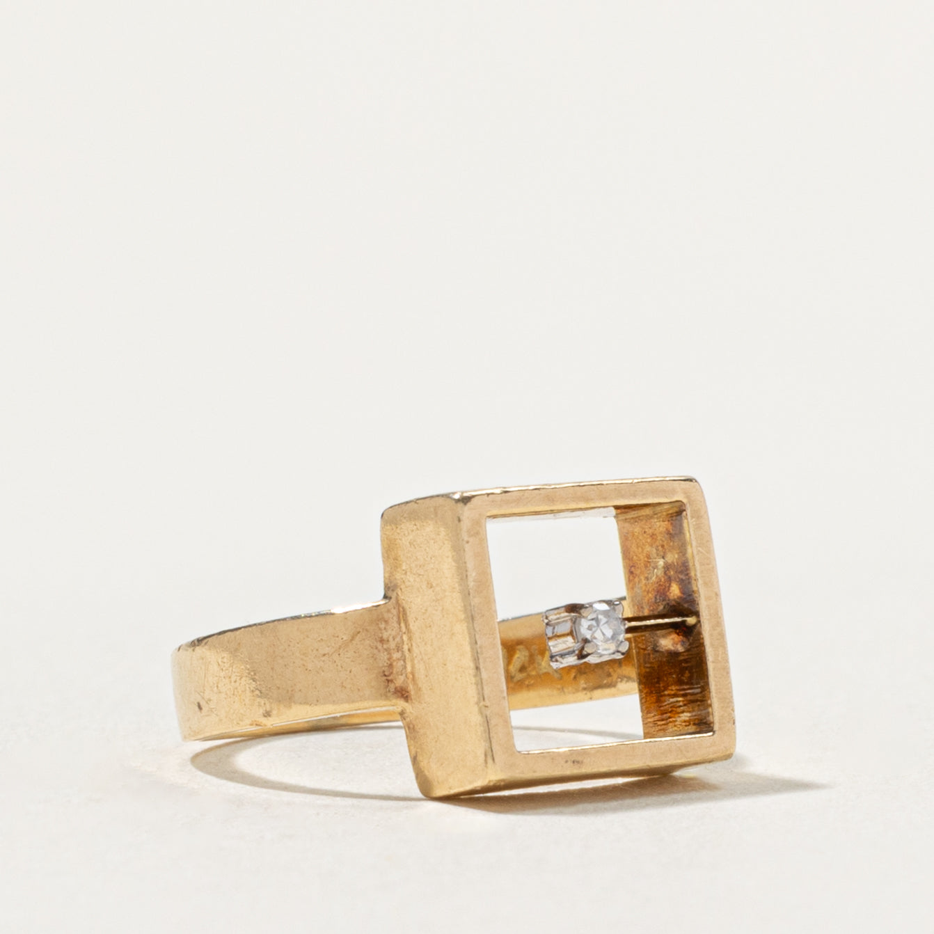 14k Floating Diamond Geometric Ring | SZ 2.75
