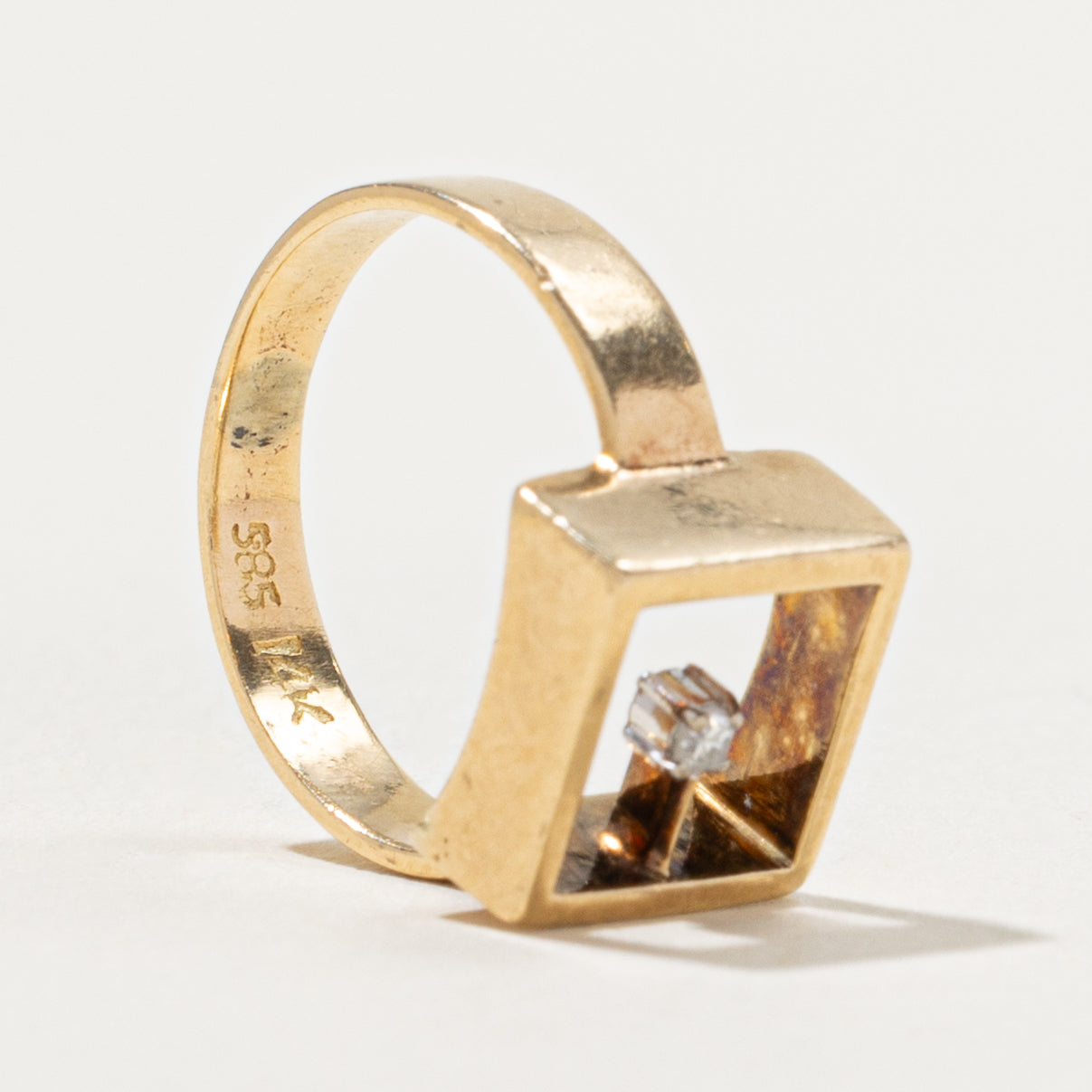 14k Floating Diamond Geometric Ring | SZ 2.75