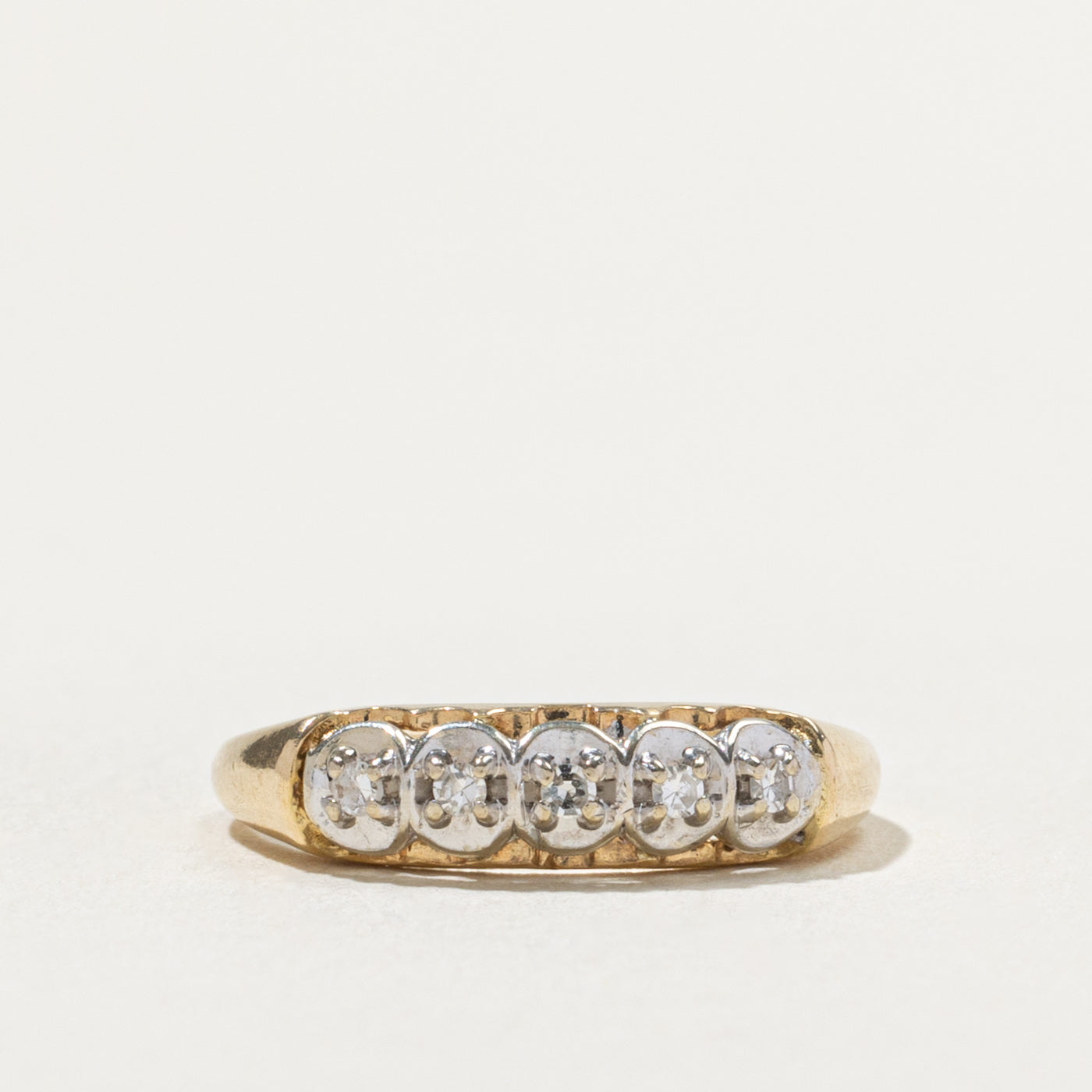 14k Illusion Set Five Stone Diamond Ring | SZ 6.5