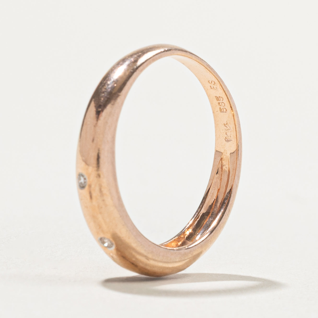 14k Rose Gold Flush Set Diamond Dome Ring | SZ 6.5