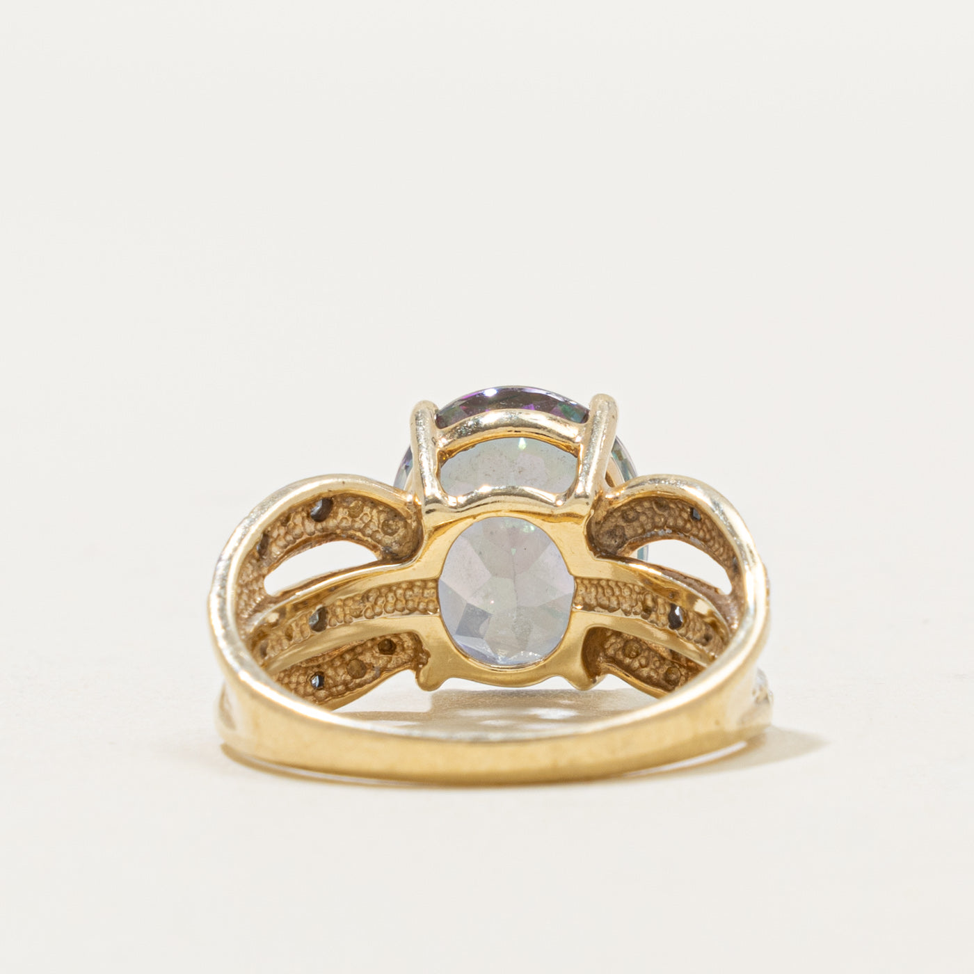 10k Mystic Topaz & Diamond Accented Ring | 5.00ct, 0.02ctw | SZ 7