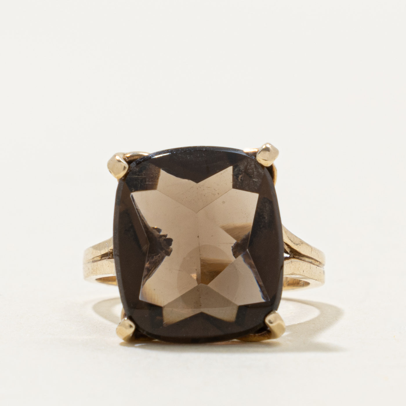 10k Solitaire Smoky Quartz Cocktail Ring | 5.50ct | SZ 6