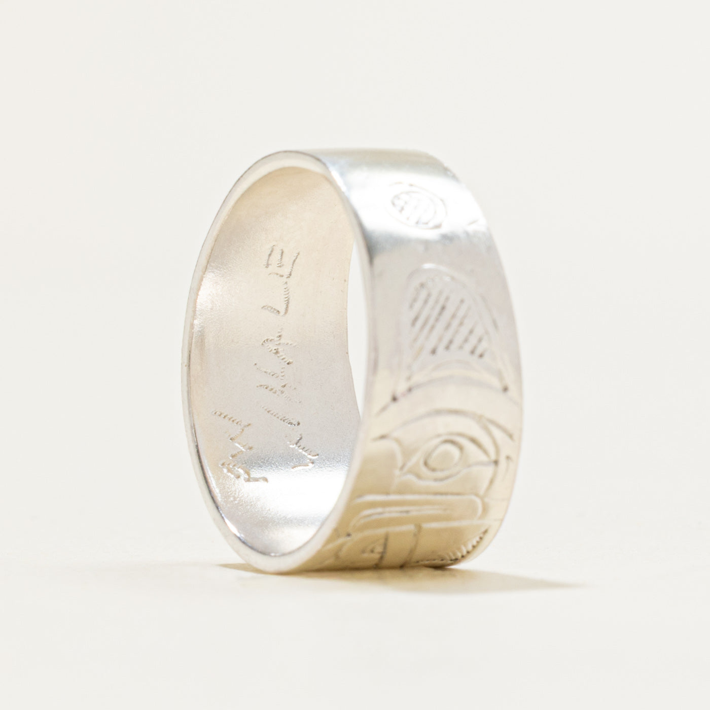 Sterling Silver Indigenous Carved Whale Ring | SZ 6.5