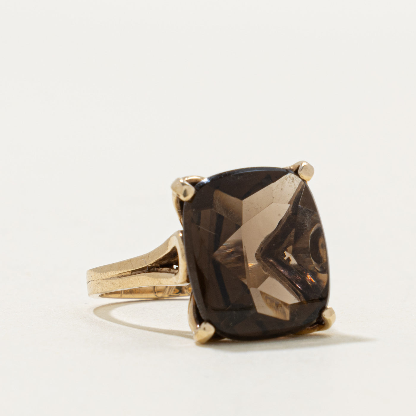 10k Solitaire Smoky Quartz Cocktail Ring | 5.50ct | SZ 6