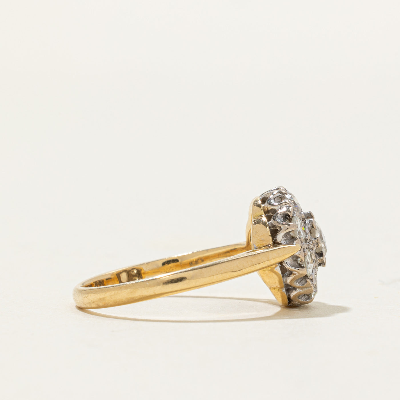 18k Rose Cut Diamond Daisy Cluster Ring | 0.15 ct 0.5 ctw | SZ 8 |