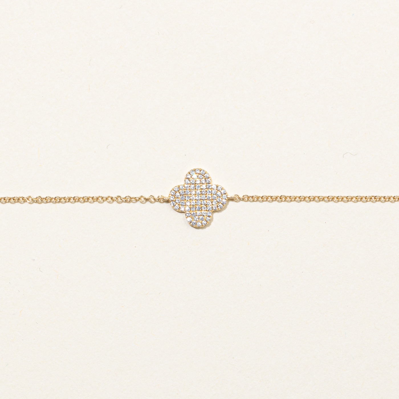 14k Diamond Four Leaf Clover Bracelet | 0.15ctw | 7"