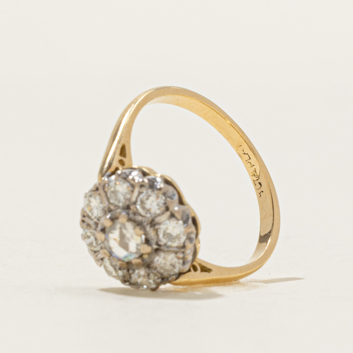 18k Rose Cut Diamond Daisy Cluster Ring | 0.15 ct 0.5 ctw | SZ 8 |