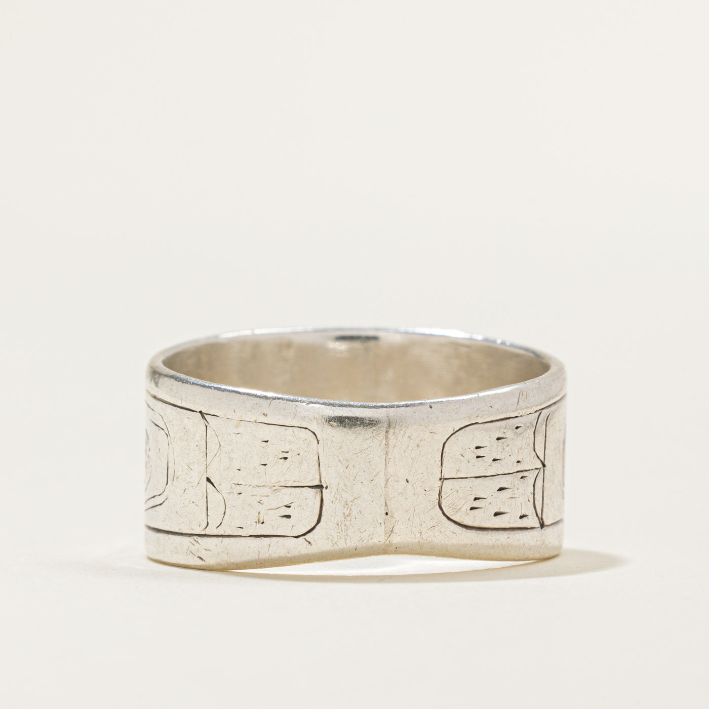 Sterling Silver & 14k Gold Indigenous Carved Raven Ring | SZ 9.5