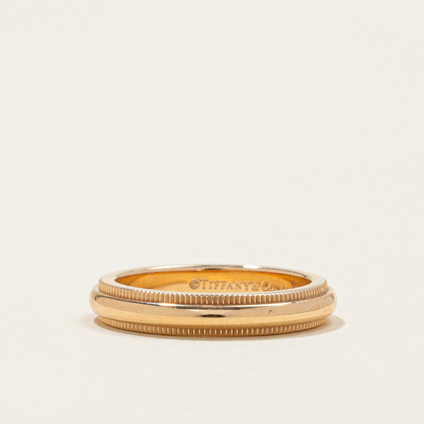 ‘Tiffany & Co’ 18k Tiffany Together Milgrain Band Ring | 3.2mm | SZ 4