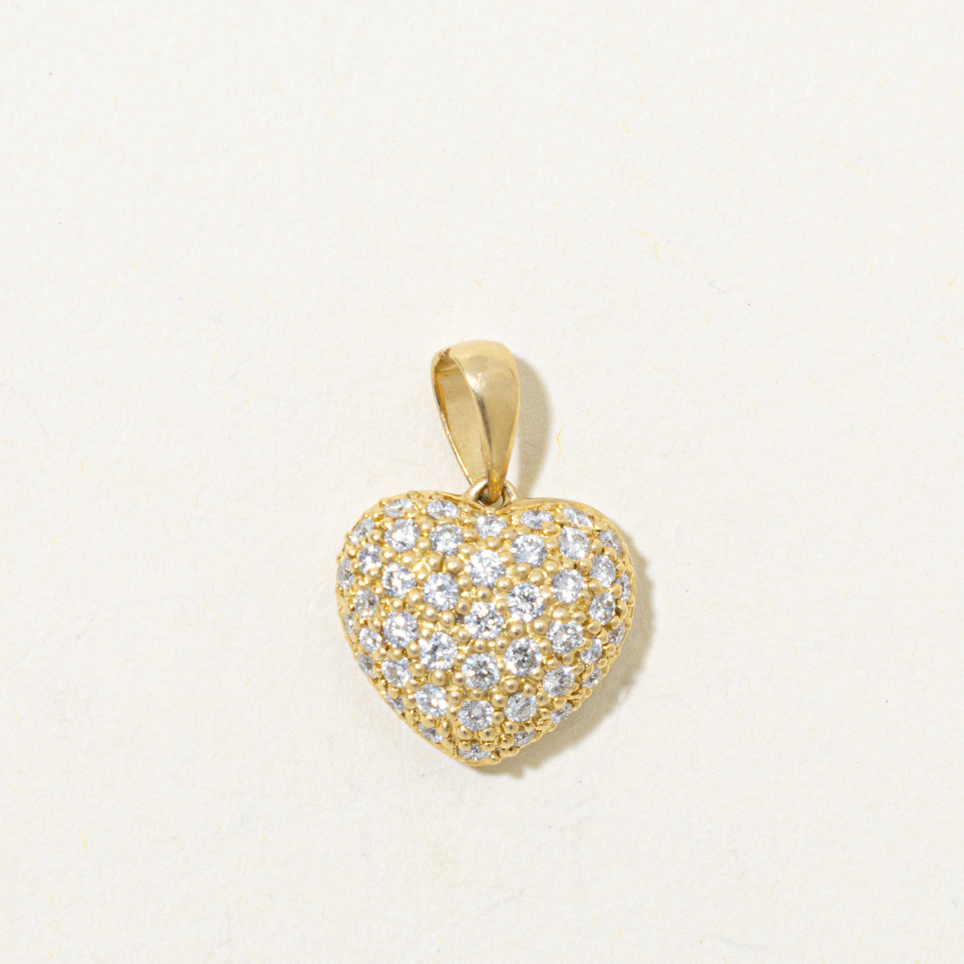 18k Diamond Puffed Heart Pendant | 0.45ctw