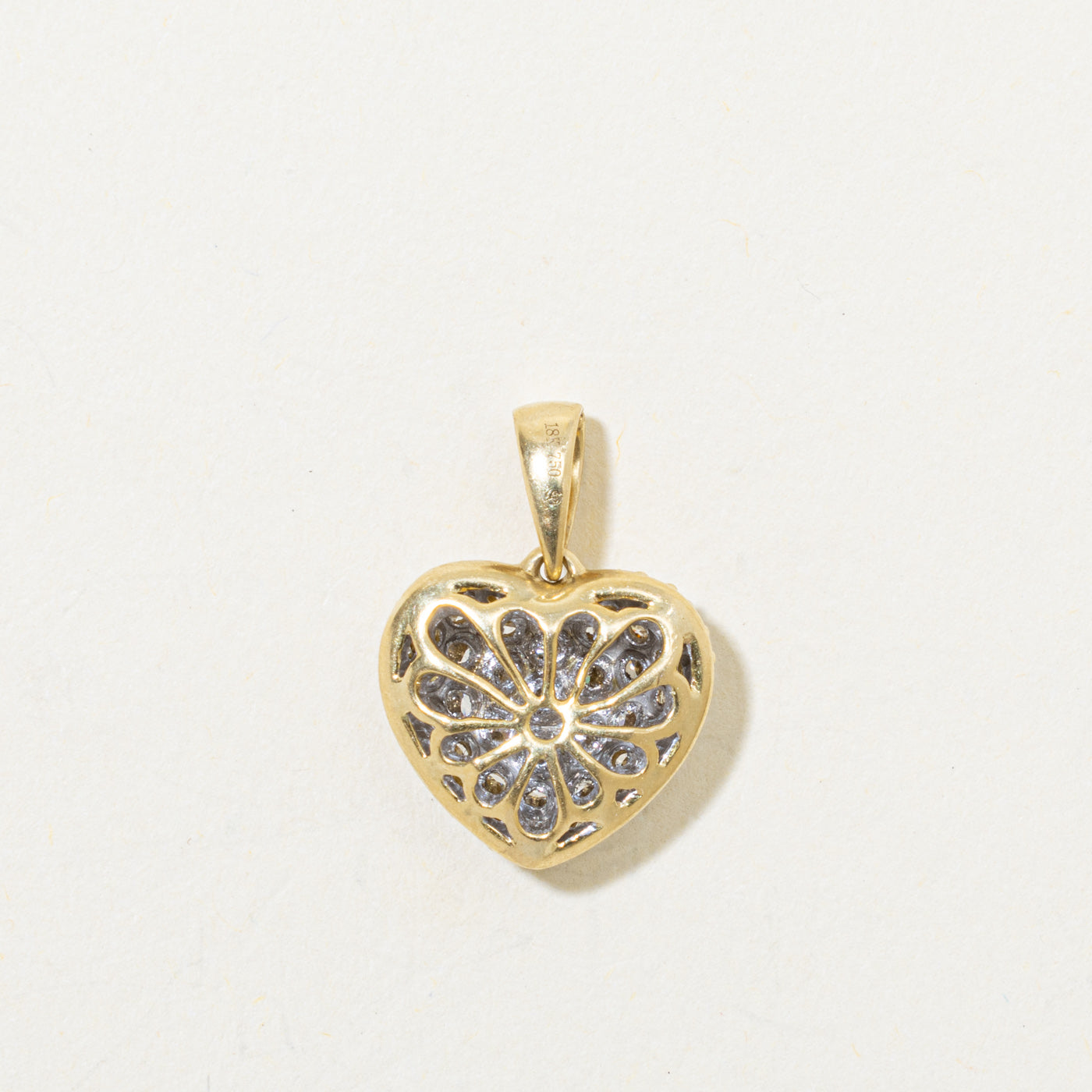 18k Diamond Puffed Heart Pendant | 0.45ctw