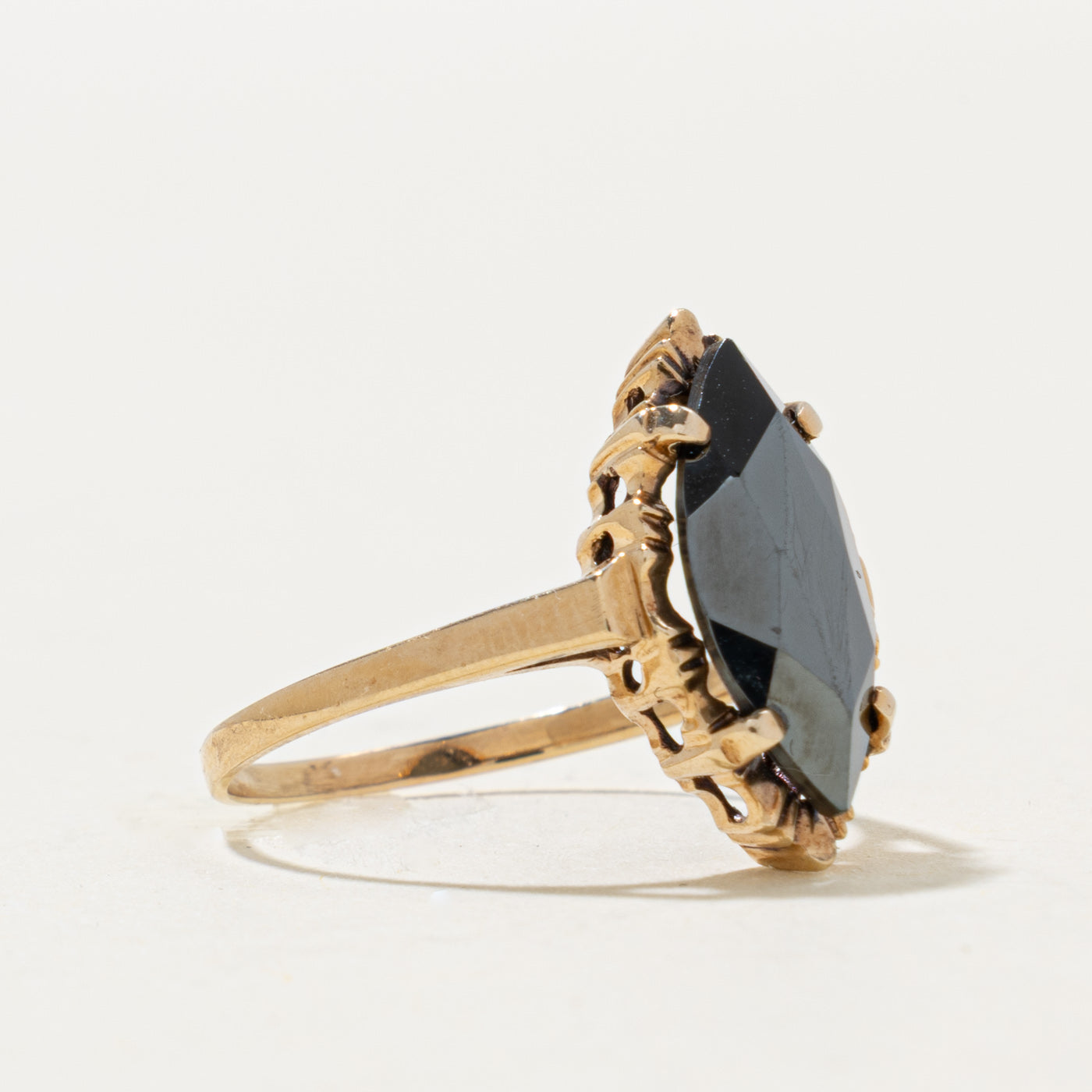 10k Marquise Cut Hematite Textured Ring | 3.00ct | SZ 8