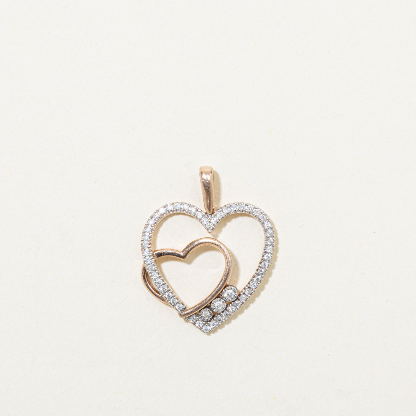 10k Diamond Hearts Pendant | 0.41ctw
