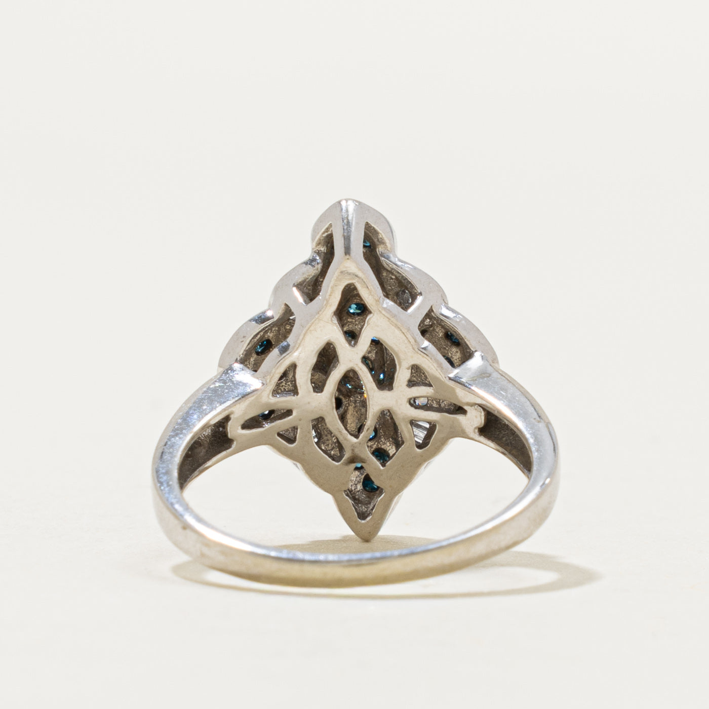 10k Blue & White Diamond Cluster Geometric Ring | 0.18ctw | SZ 6.75