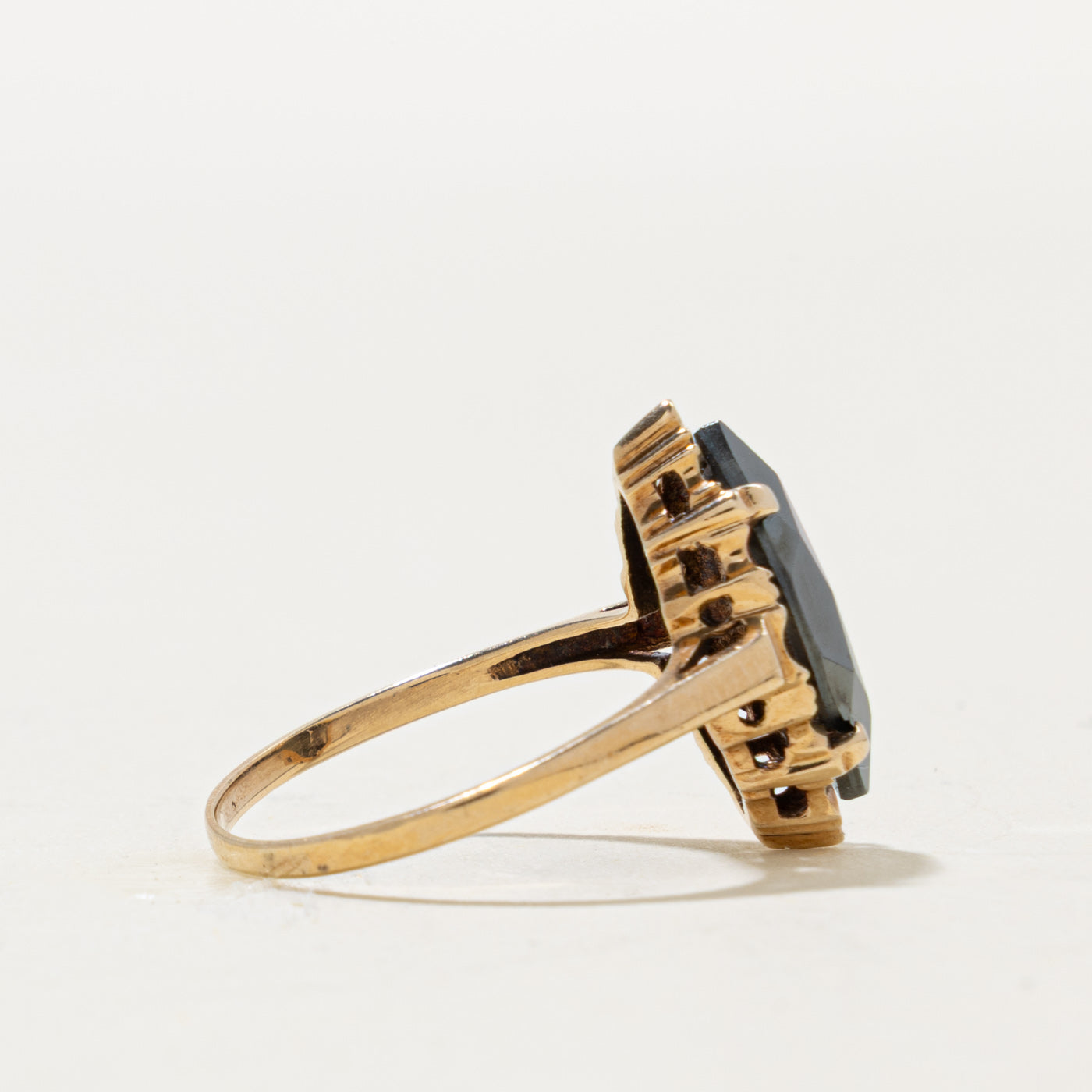 10k Marquise Cut Hematite Textured Ring | 3.00ct | SZ 8