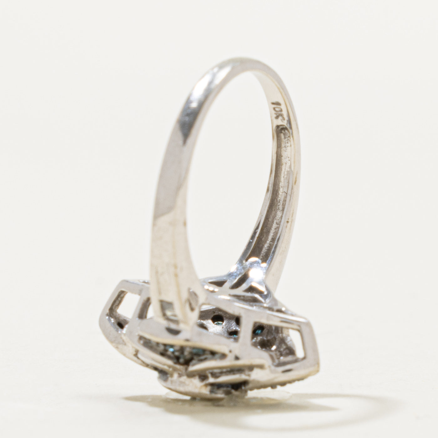 10k Blue & White Diamond Cluster Geometric Ring | 0.18ctw | SZ 6.75