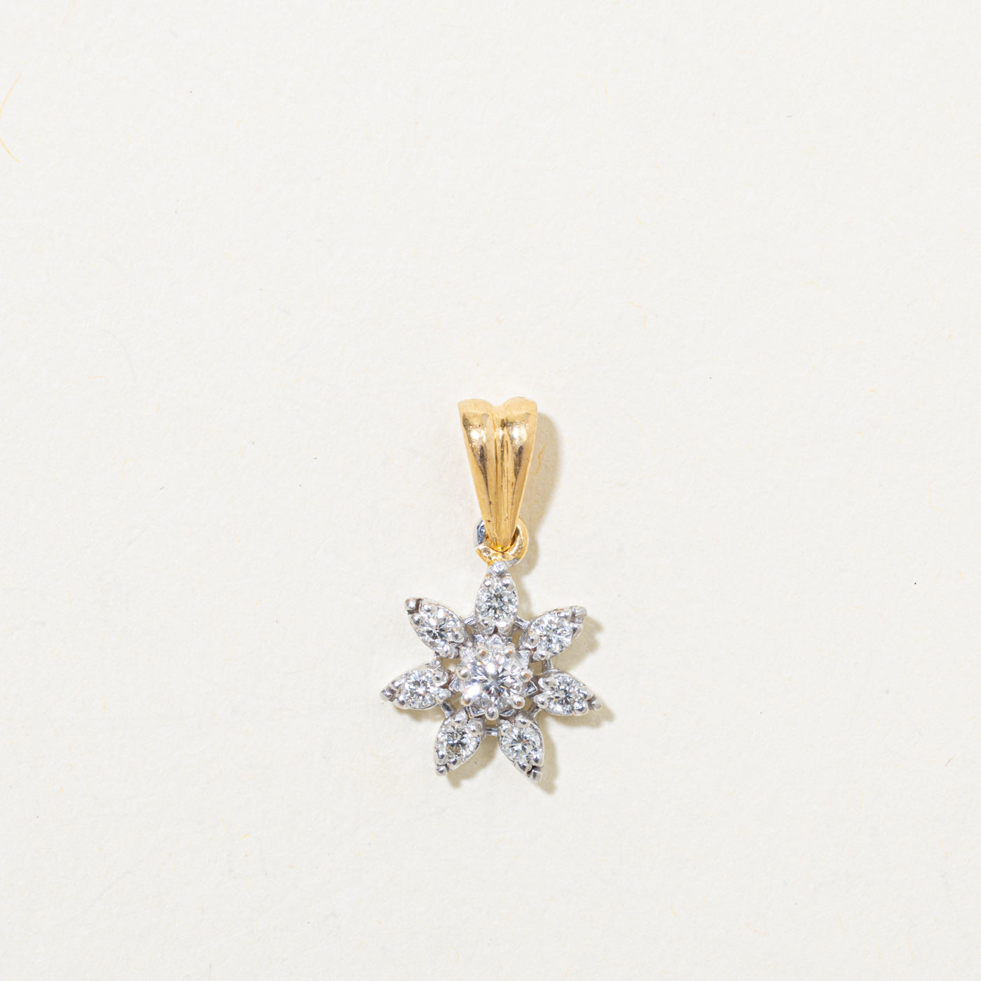 21k Diamond Floral Cluster Pendant | 0.26ctw
