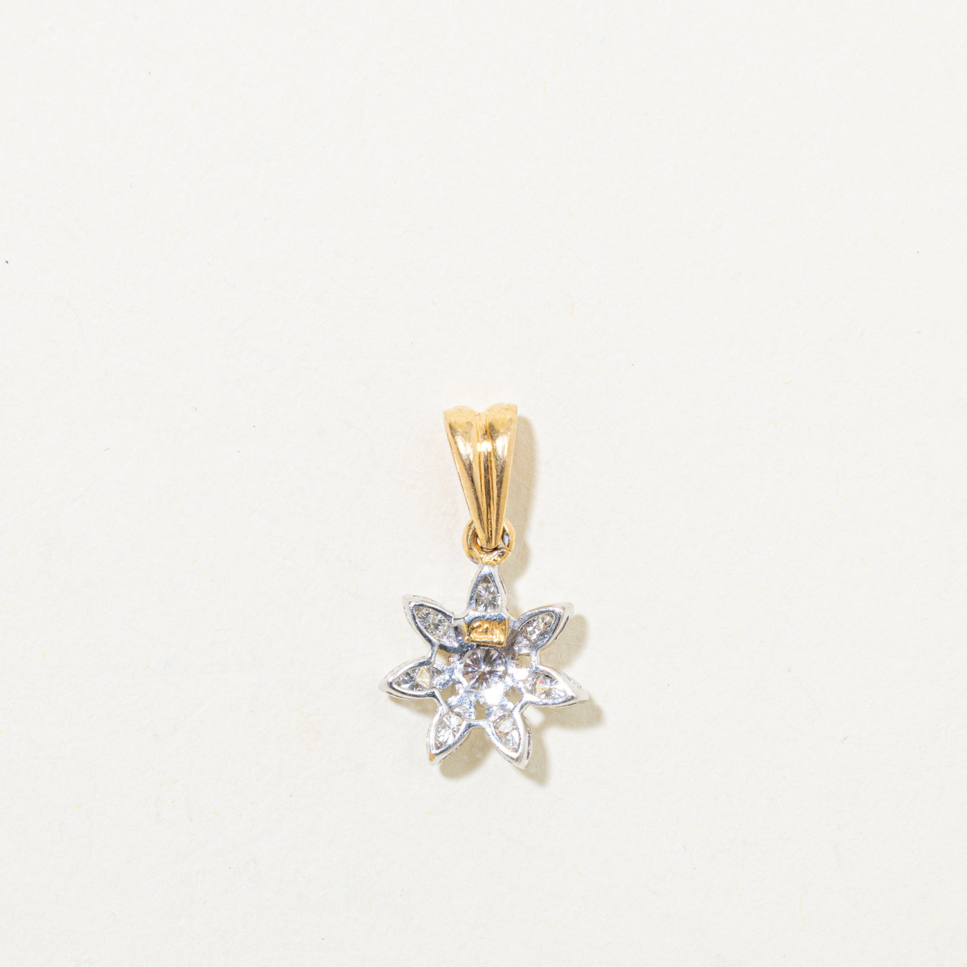 21k Diamond Floral Cluster Pendant | 0.26ctw