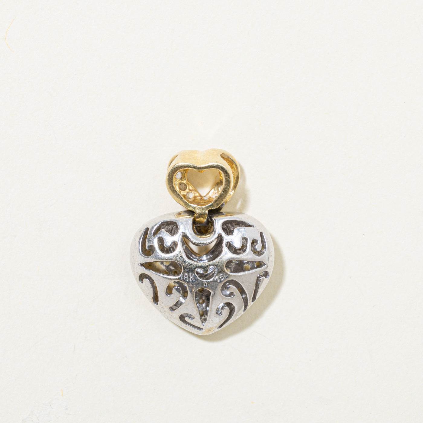 18k Pavé Set Diamond Puffed Heart Pendant | 0.71ctw