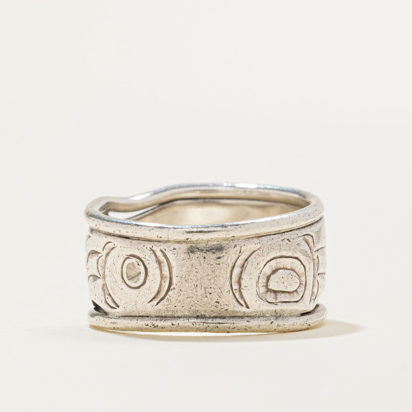 'David Neel' Sterling Silver & 14k Gold Indigenous Bear Ring | 11mm | SZ 6.5