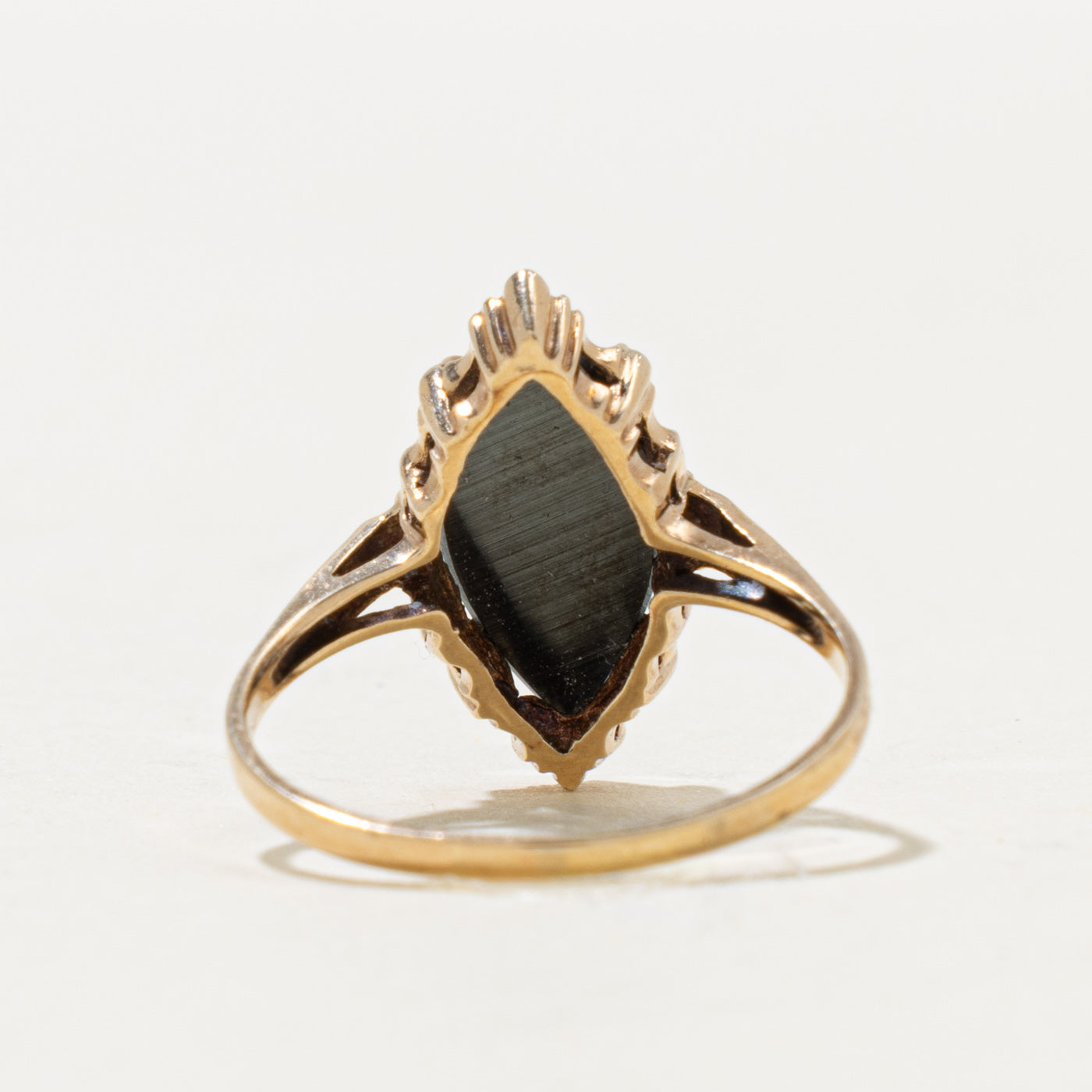 10k Marquise Cut Hematite Textured Ring | 3.00ct | SZ 8