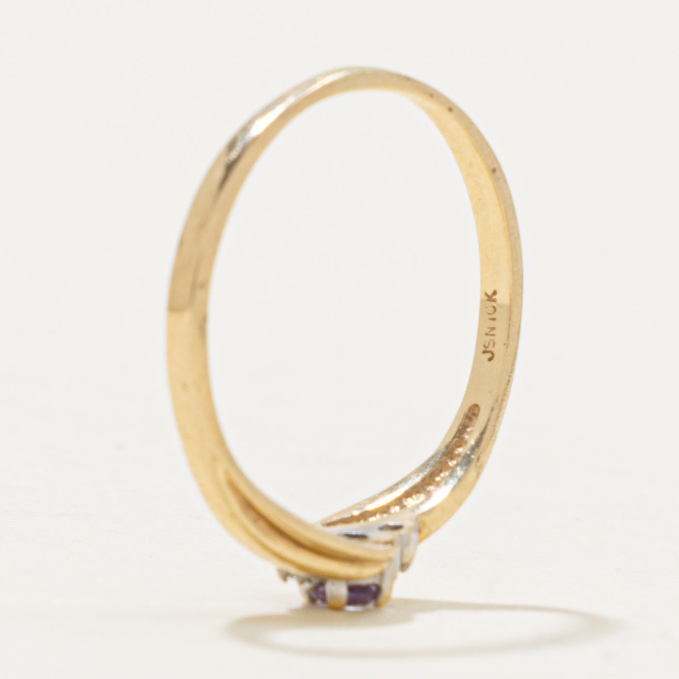 10k Synthetic Sapphire & Diamond Cluster Wave Bypass Ring | 0.09ct, 0.01ctw | SZ 8