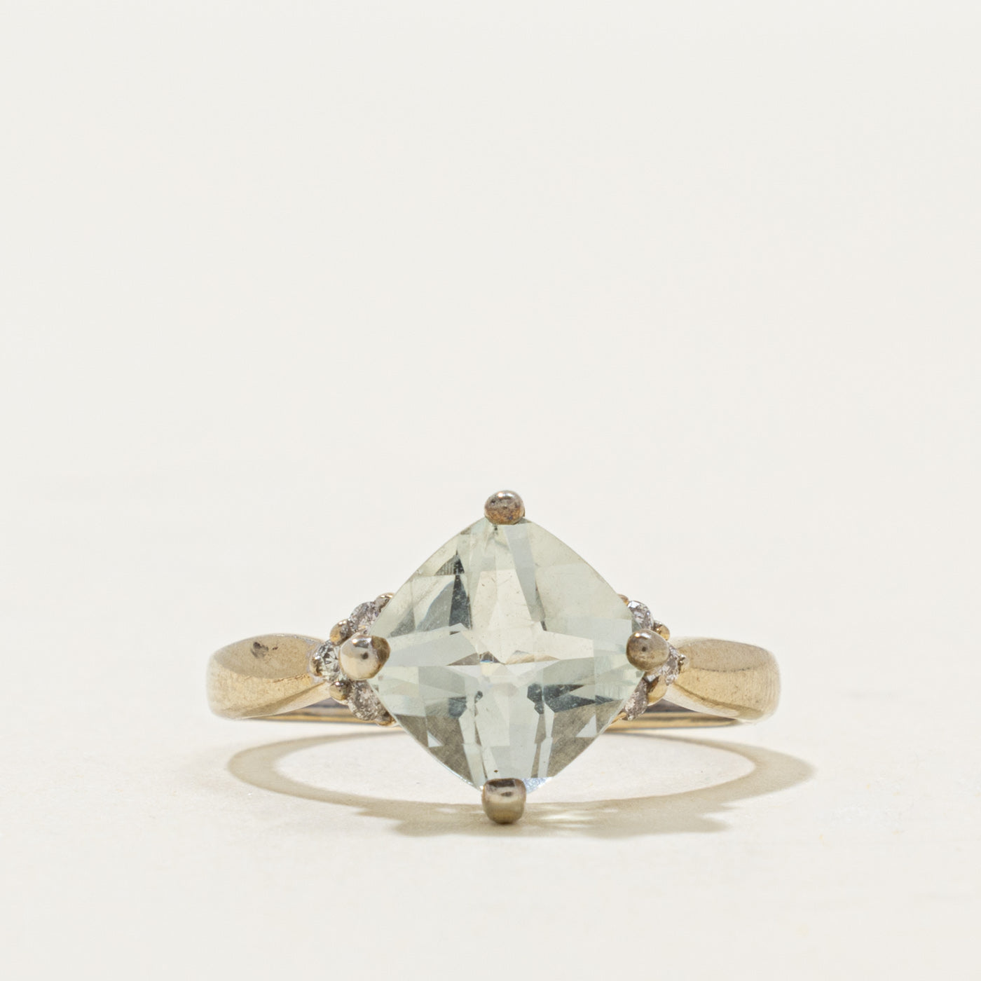 10k Prasiolite & Diamond Accented Ring | 2.00ct, 0.06ctw | SZ 6