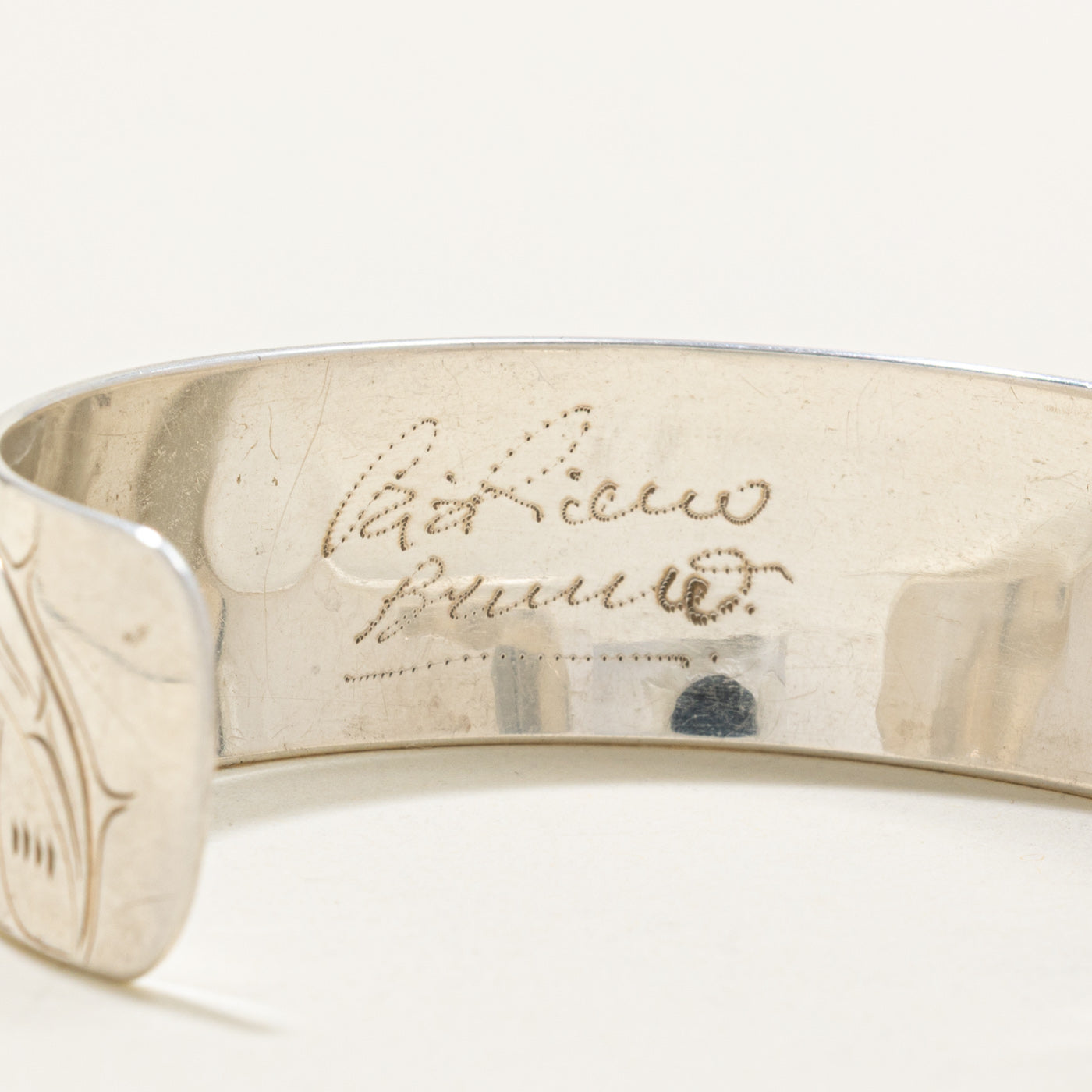 Sterling Silver Indigenous Carved Eagle & Hummingbird Cuff | 6"
