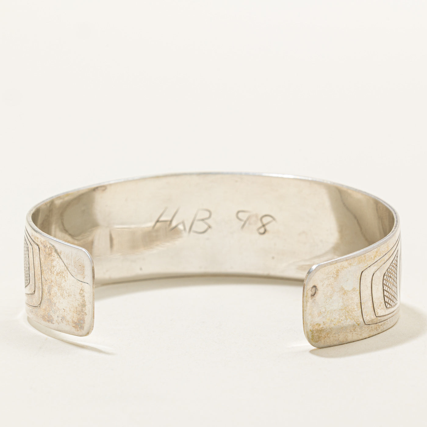 Sterling Silver Indigenous Carved Orca Cuff | 6"