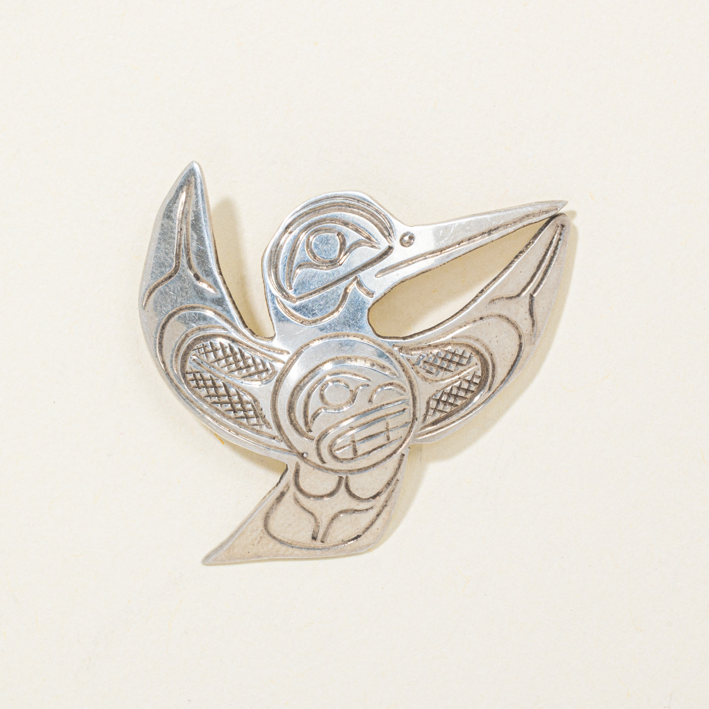 Sterling Silver Indigenous Carved Hummingbird Pendant