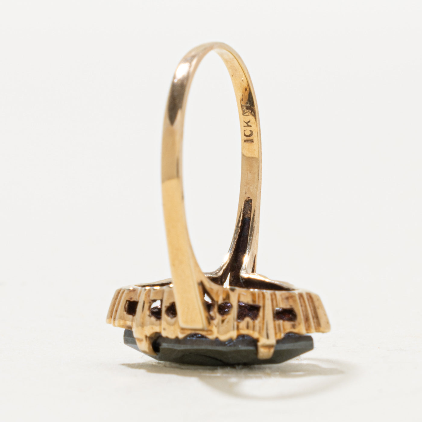 10k Marquise Cut Hematite Textured Ring | 3.00ct | SZ 8
