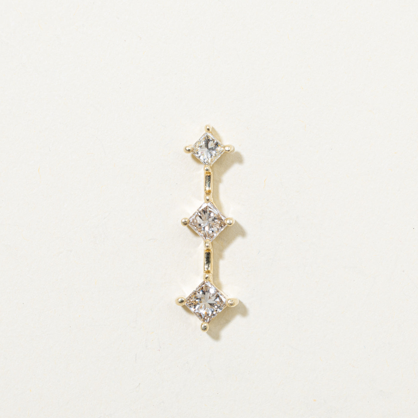 14k Three Stone Princess Cut Diamond Drop Pendant | 1.09ct