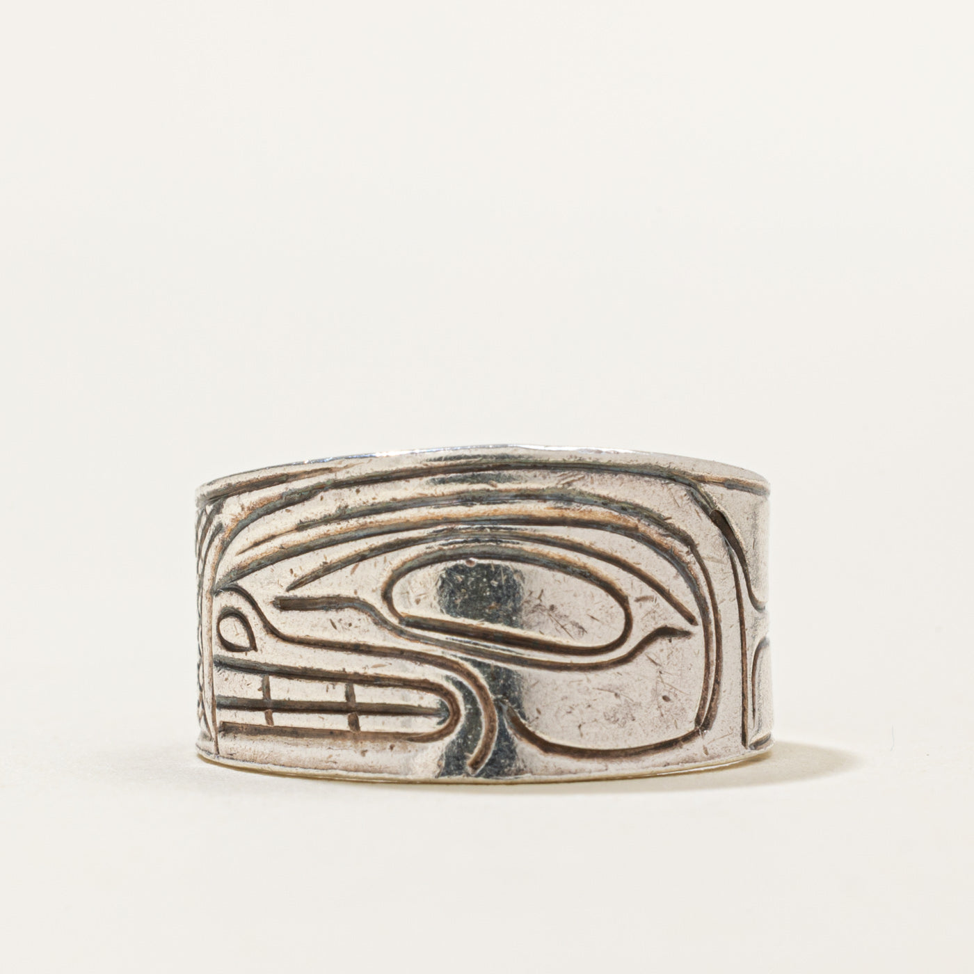 'Paddy Seaweed' Sterling Silver Indigenous Carved Orca Ring | SZ 5.5